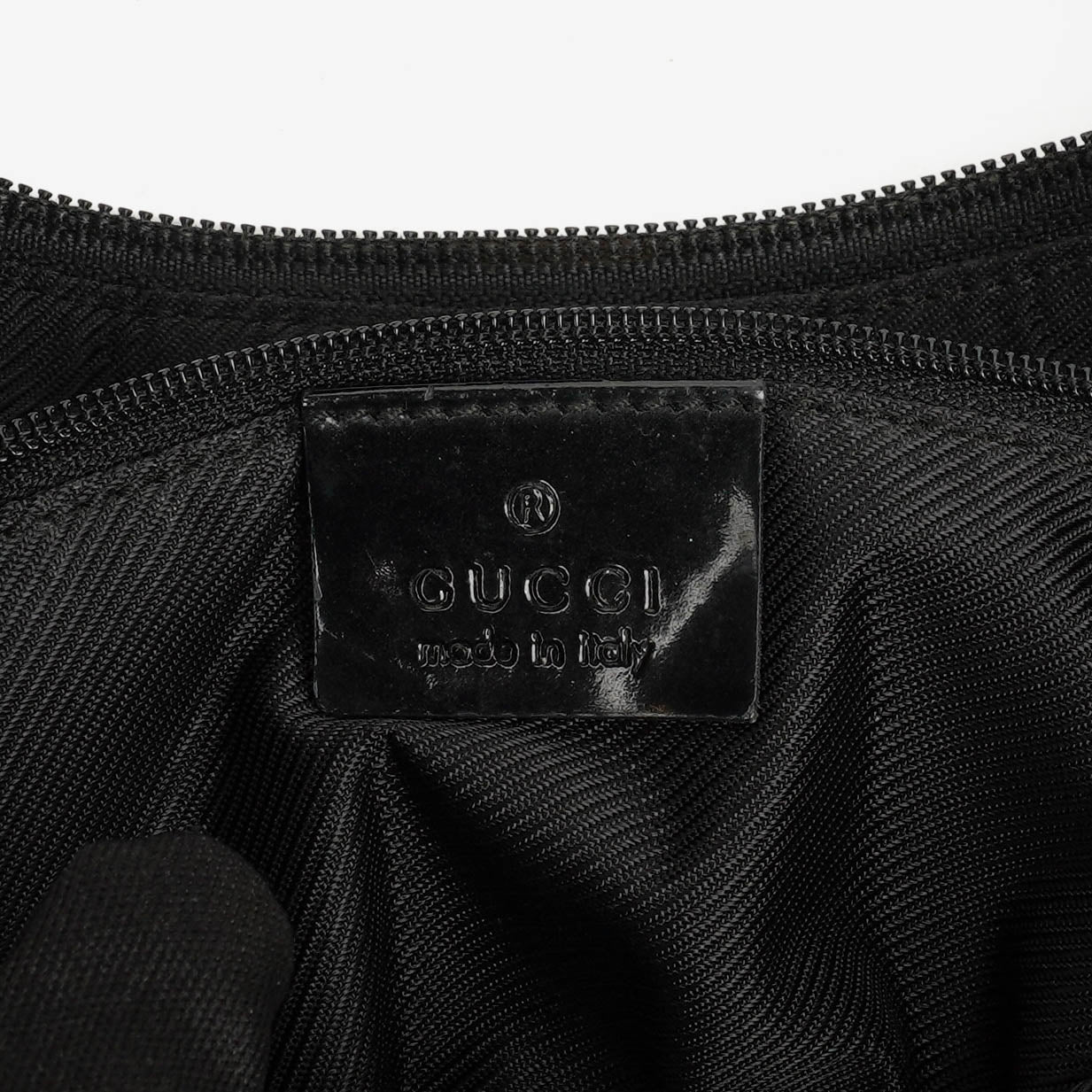 Gucci Black Patent Leather Braided Handle Ring Hobo Bag