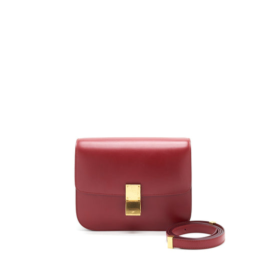 Celine Medium Classic Box Purse red