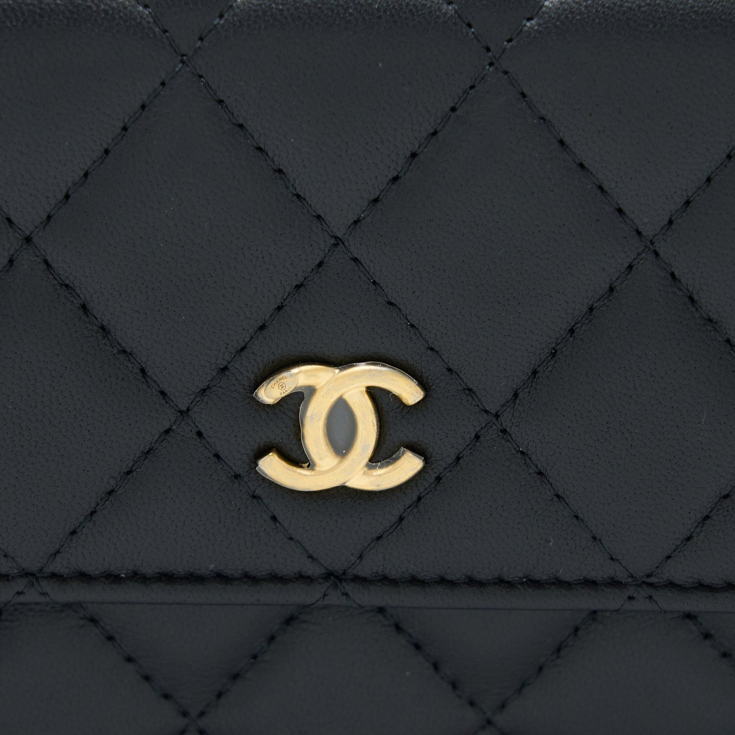 Chanel Pearl Crush Mini Wallet On Chain Lambskin Black Brushed  (Microchip)