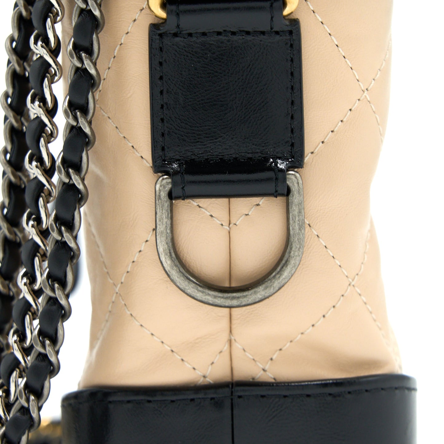 Chanel Small Gabrielle Bag Aged Calfskin Beige/Black Multicolour Hardware