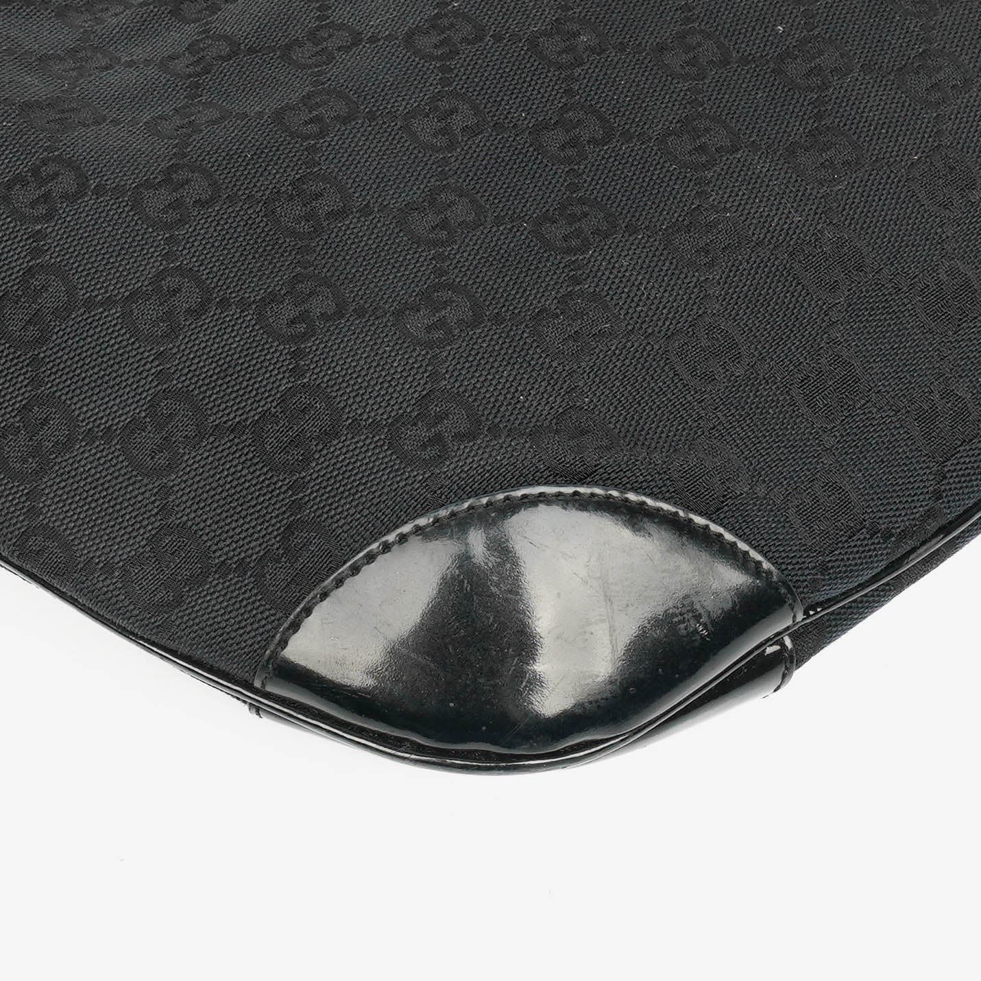 Gucci Black Patent Leather Braided Handle Ring Hobo Bag