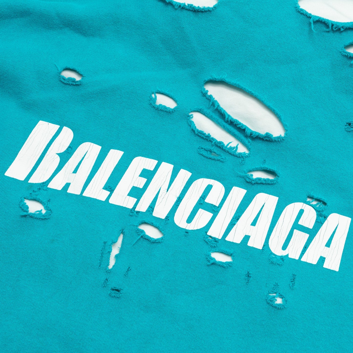 Balenciaga size ripped oversized logo hoodie blue