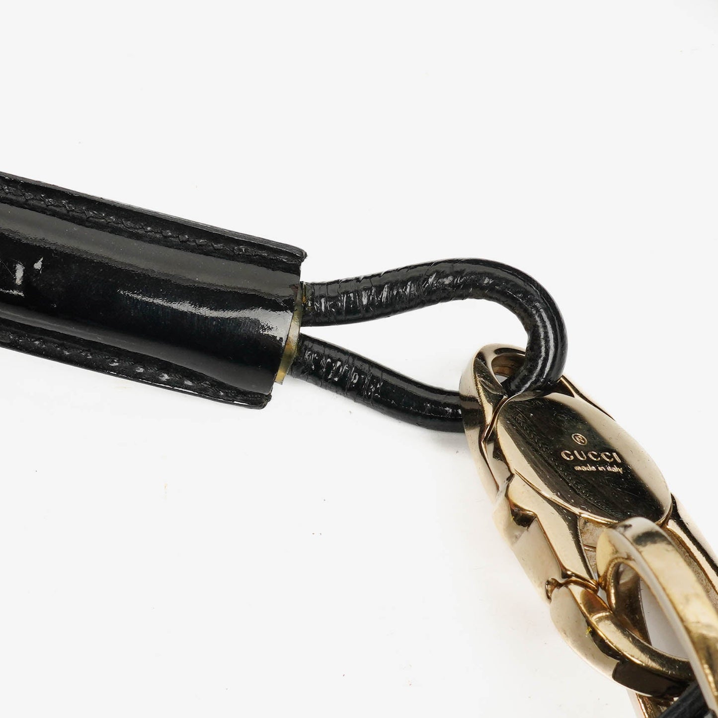 Gucci Black Patent Leather Braided Handle Ring Hobo Bag