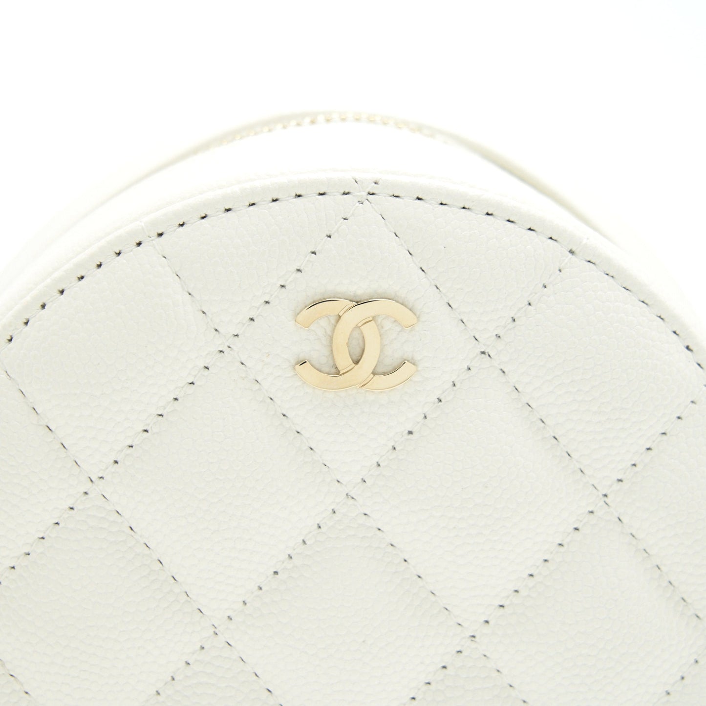 Chanel Round mini Bag Caviar white L
