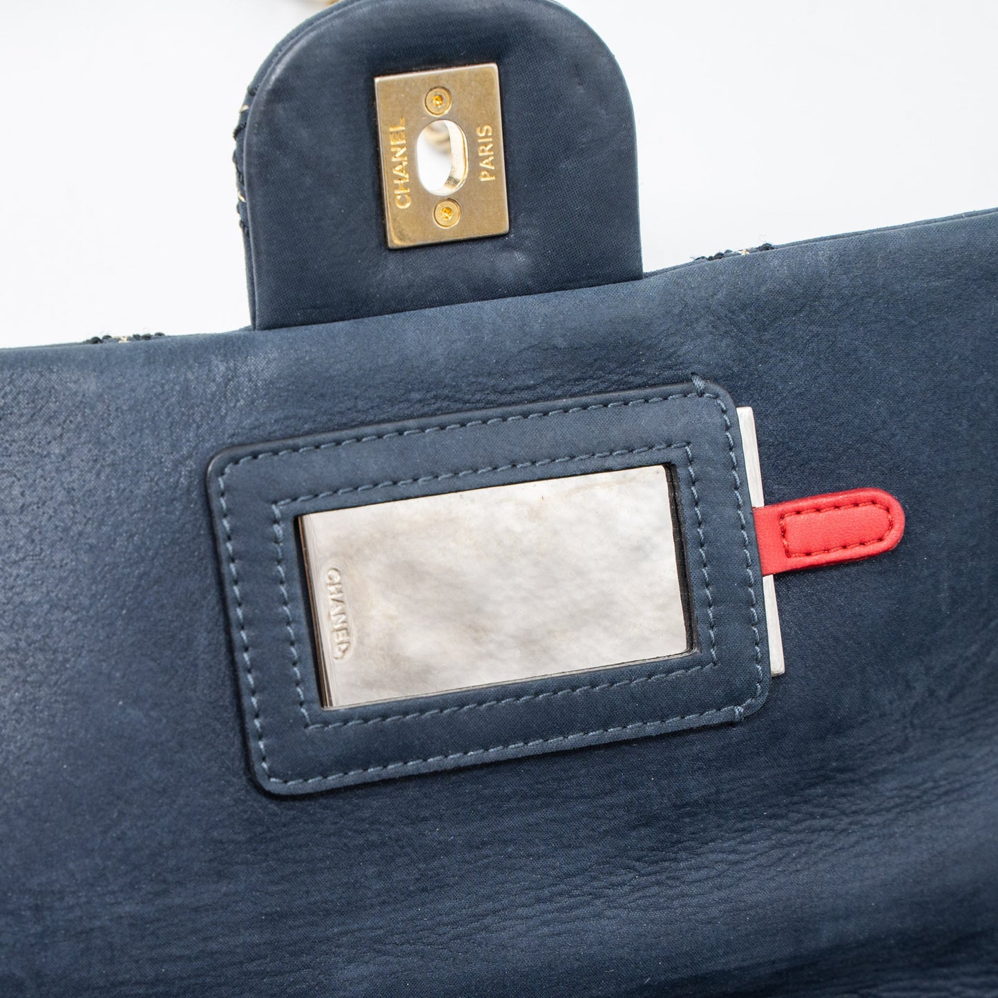 Chanel Quilted Flap Bag Calfskin Iridescent Dark Blue Brushed