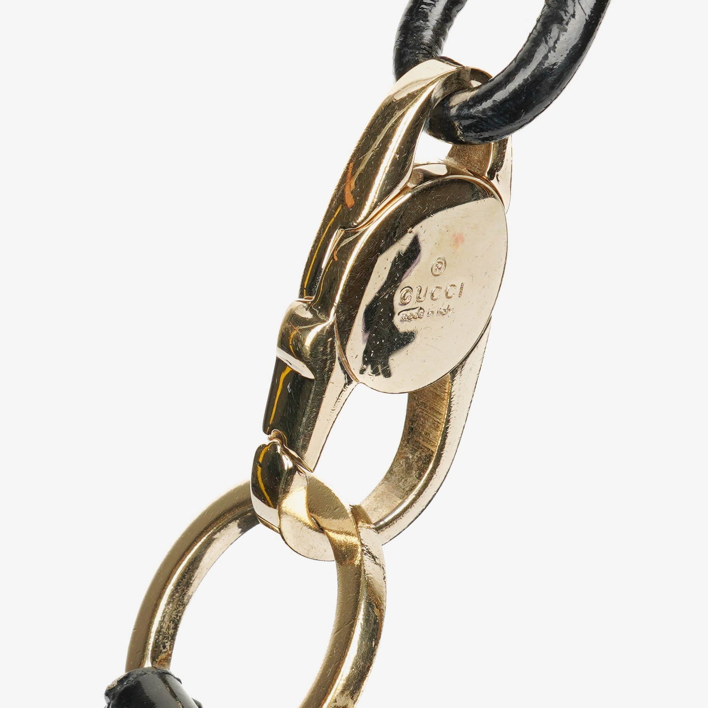 Gucci Black Patent Leather Braided Handle Ring Hobo Bag