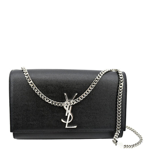 YVES SAINT LAURENT Kate Medium Grain De Poudre Leather Crossbody Bag Black