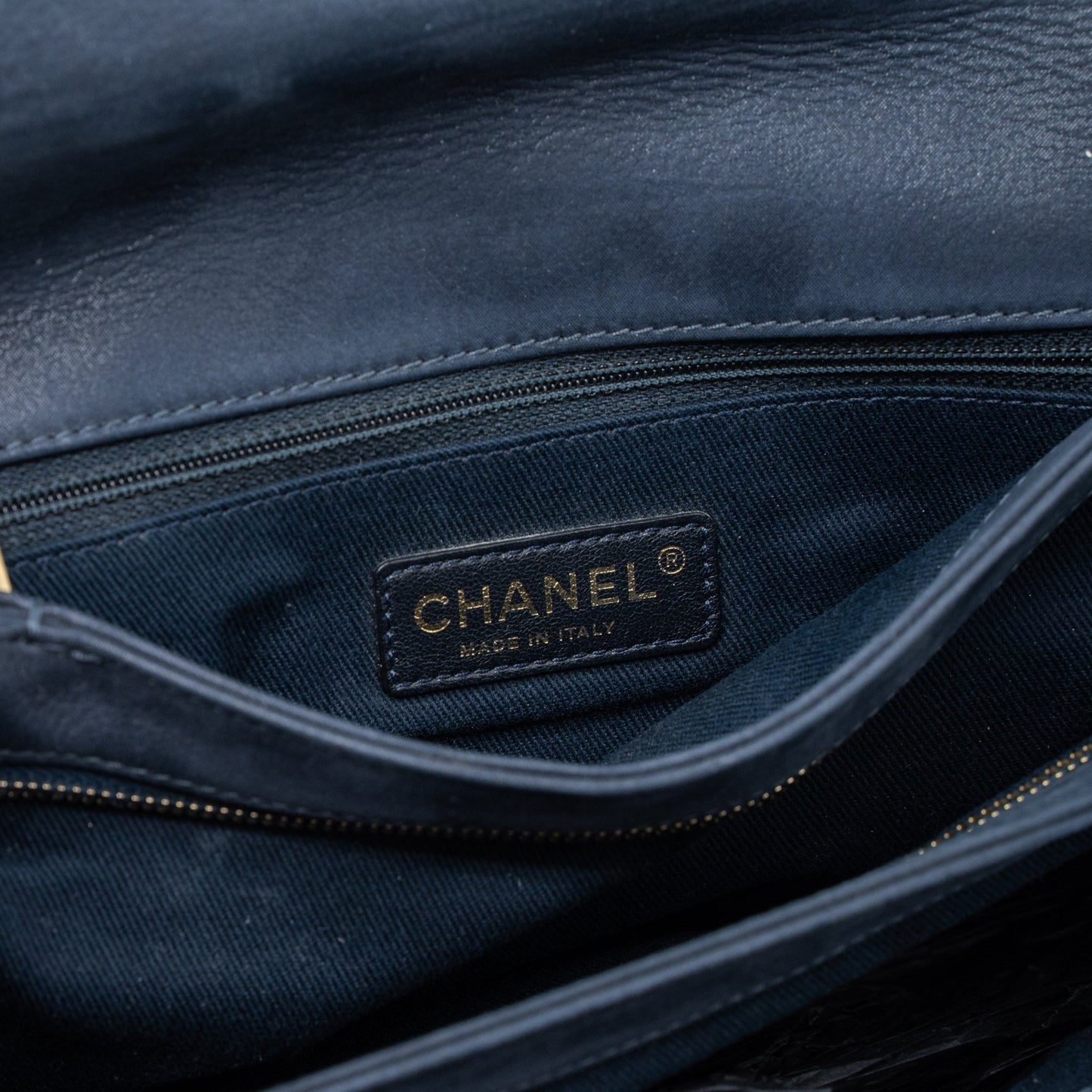 Chanel Quilted Flap Bag Calfskin Iridescent Dark Blue Brushed