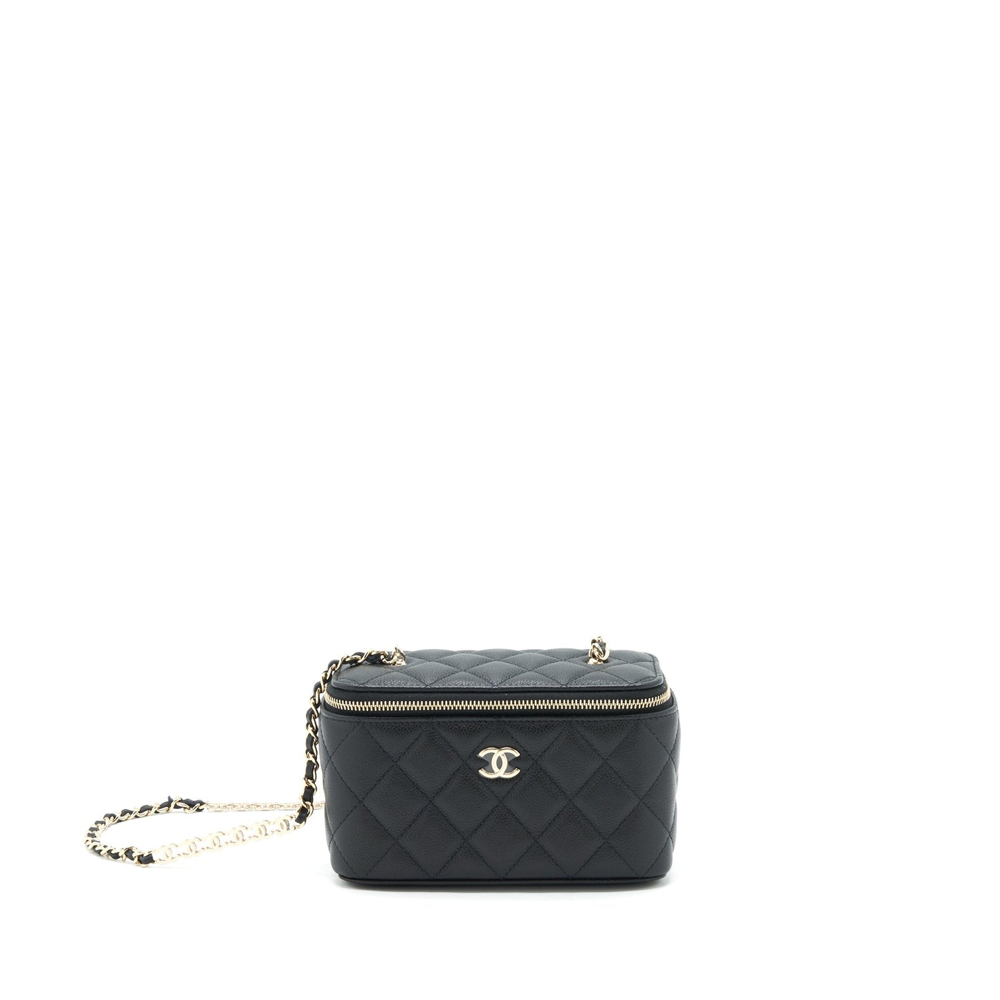 Chanel 22P Long Vanity With Logo Chain Caviar Black L