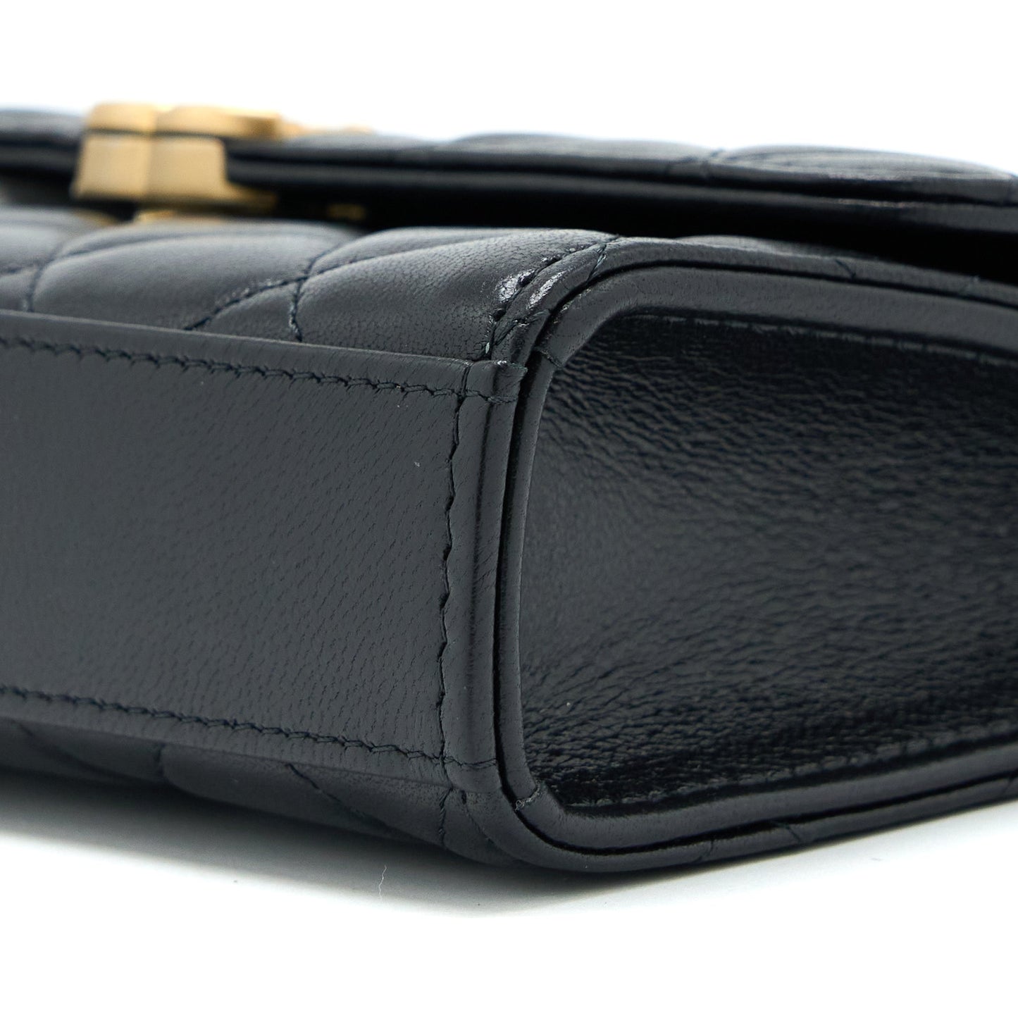 Chanel 22B Flap Bag With Enamel Top Handle Lambskin Black