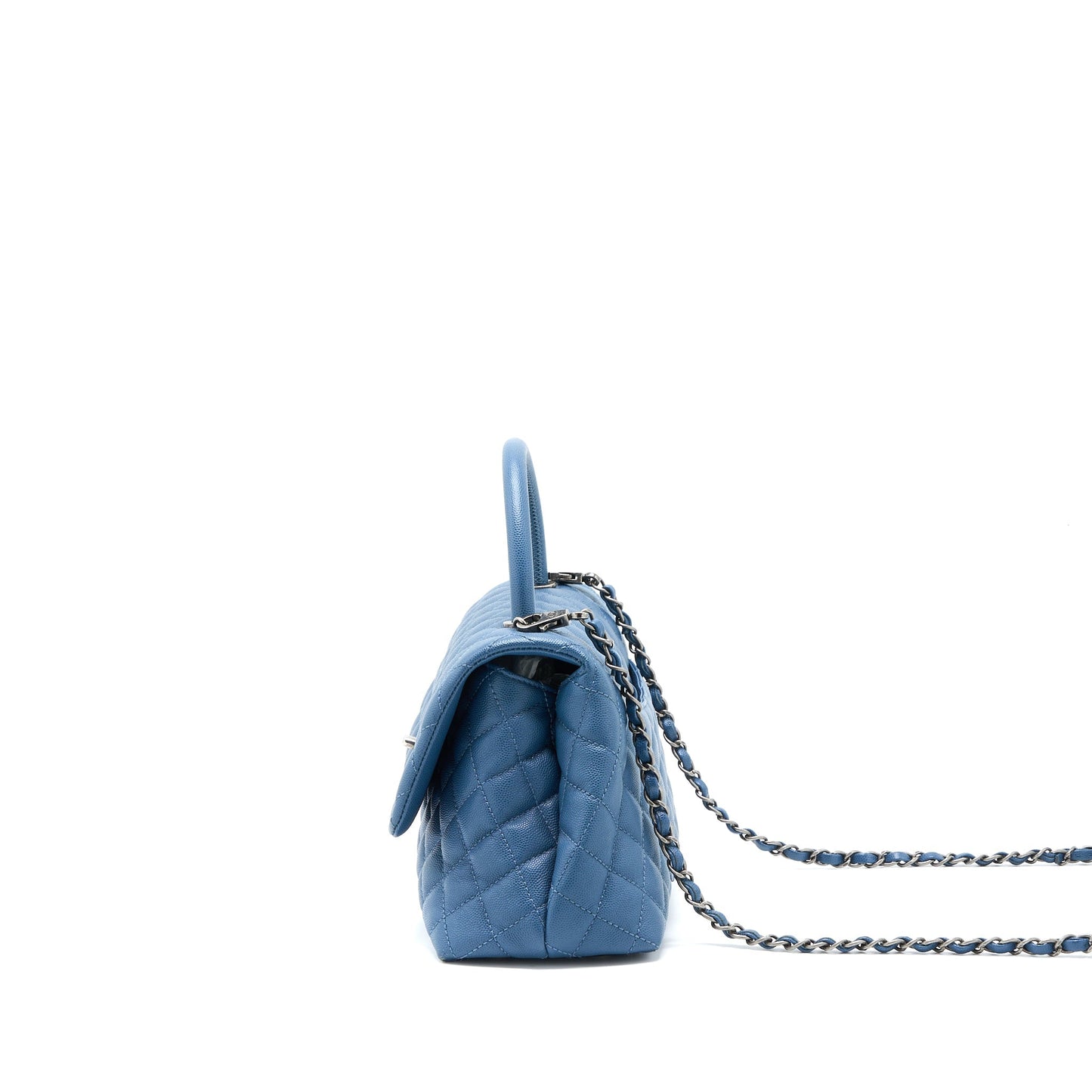 Chanel Medium Coco Handle Caviar Blue Ruthenium