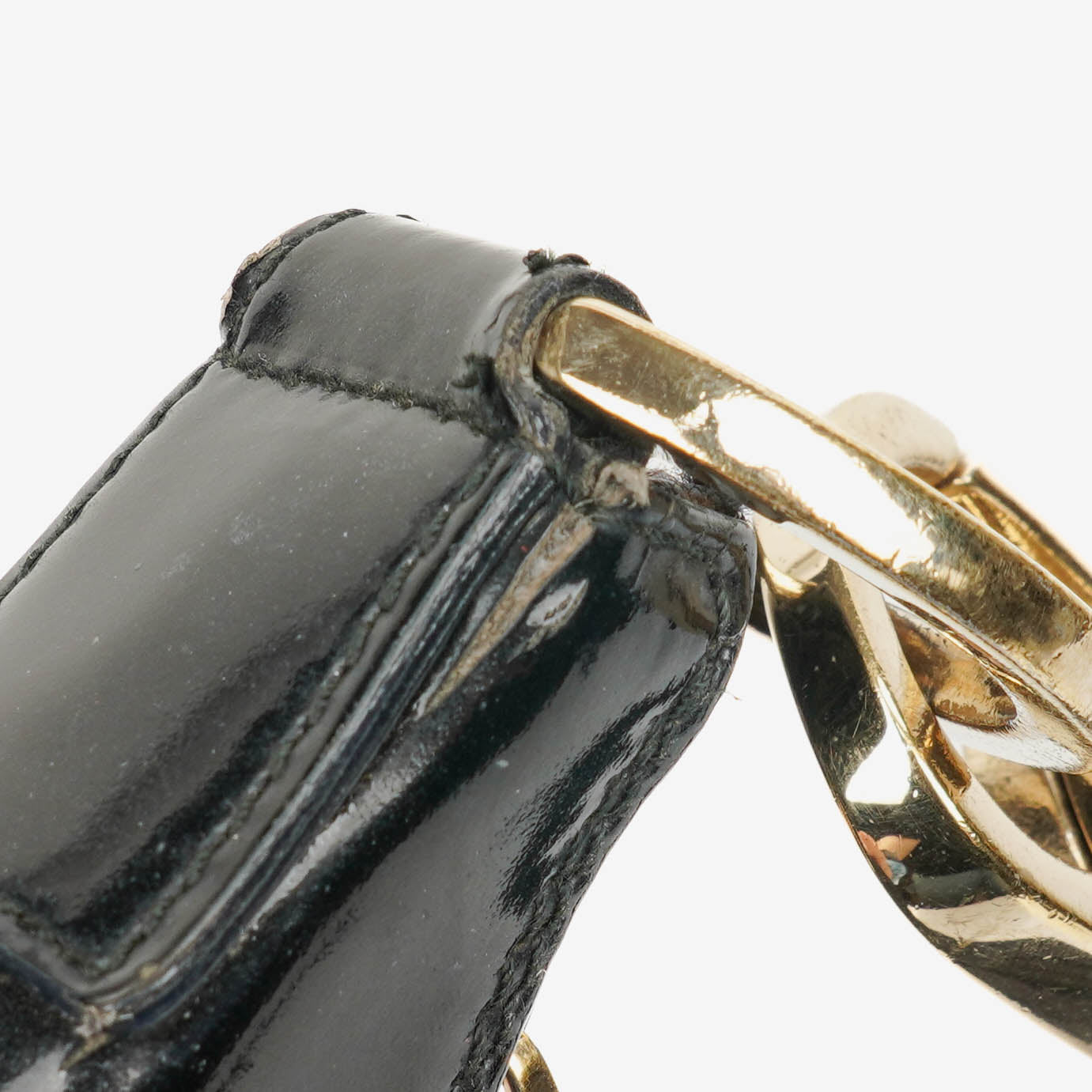 Gucci Black Patent Leather Braided Handle Ring Hobo Bag