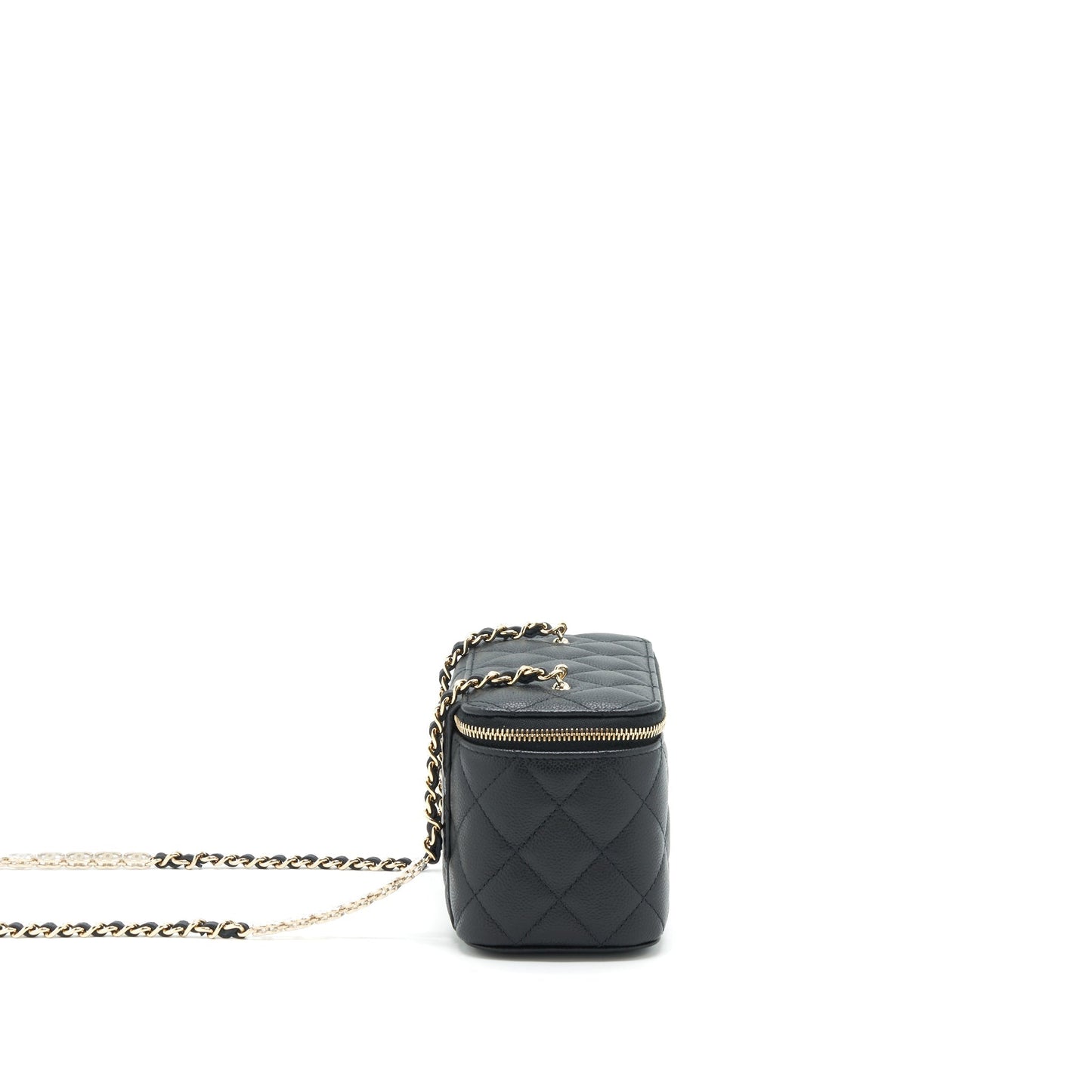 Chanel 22P Long Vanity With Logo Chain Caviar Black L
