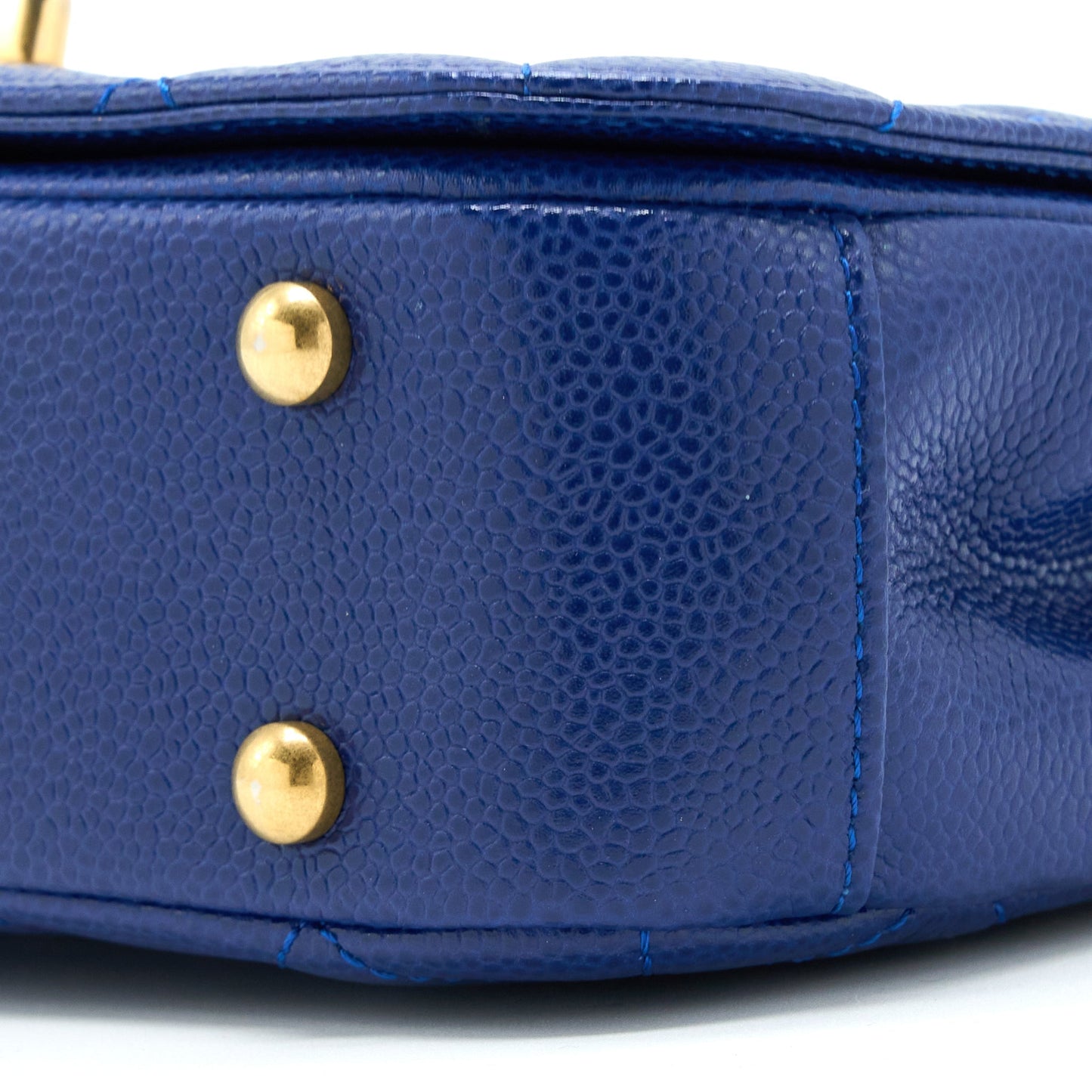 Chanel Top Handle Quilted Flap Bag Caviar Blue