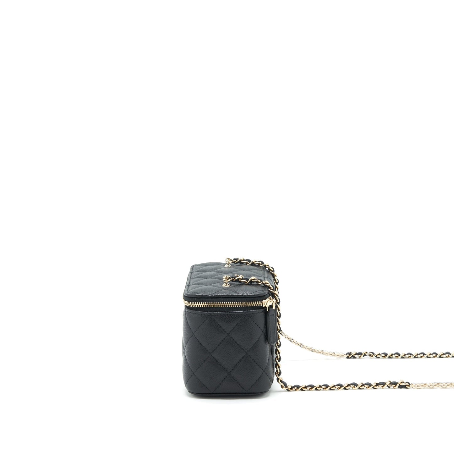 Chanel 22P Long Vanity With Logo Chain Caviar Black L