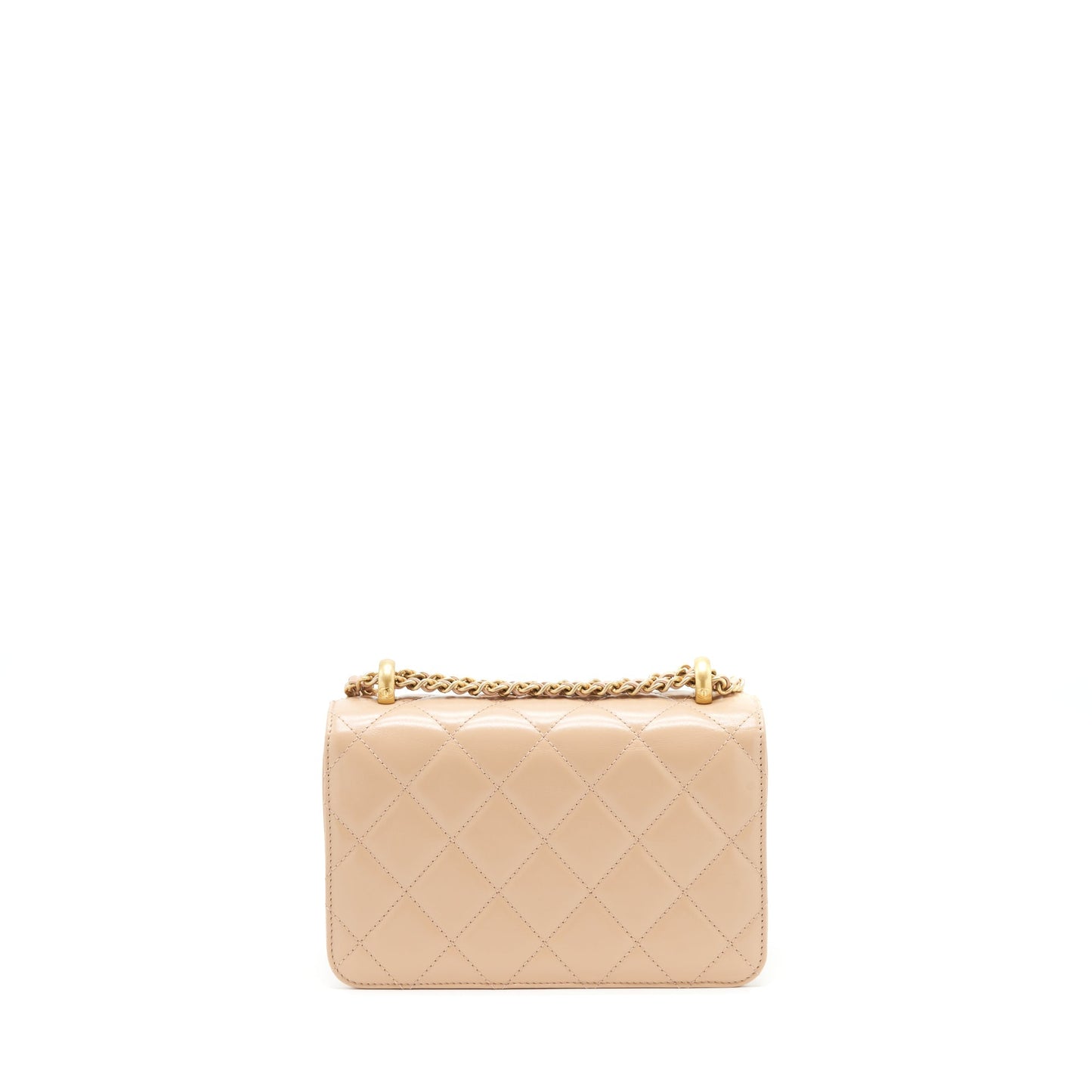Chanel 21A Small Gold Crush Flap Bag Calfskin Beige
