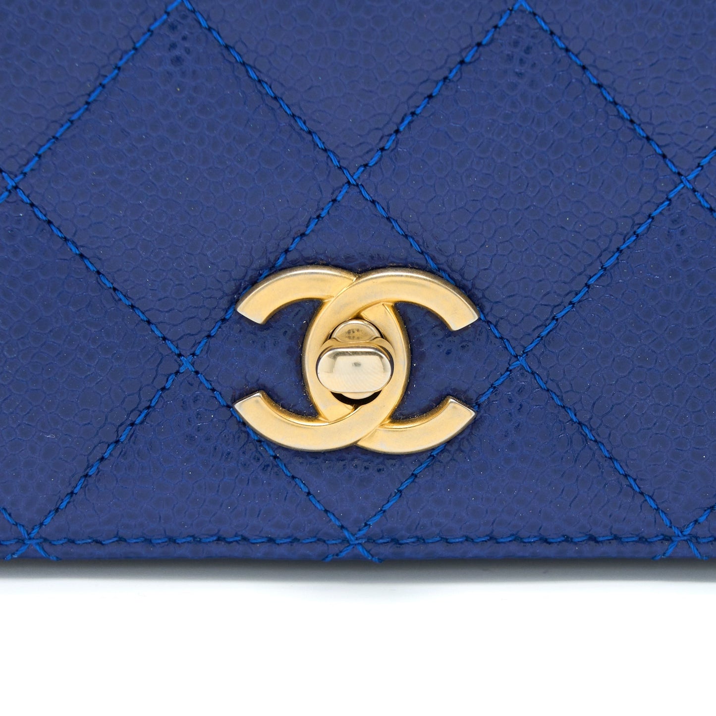Chanel Top Handle Quilted Flap Bag Caviar Blue