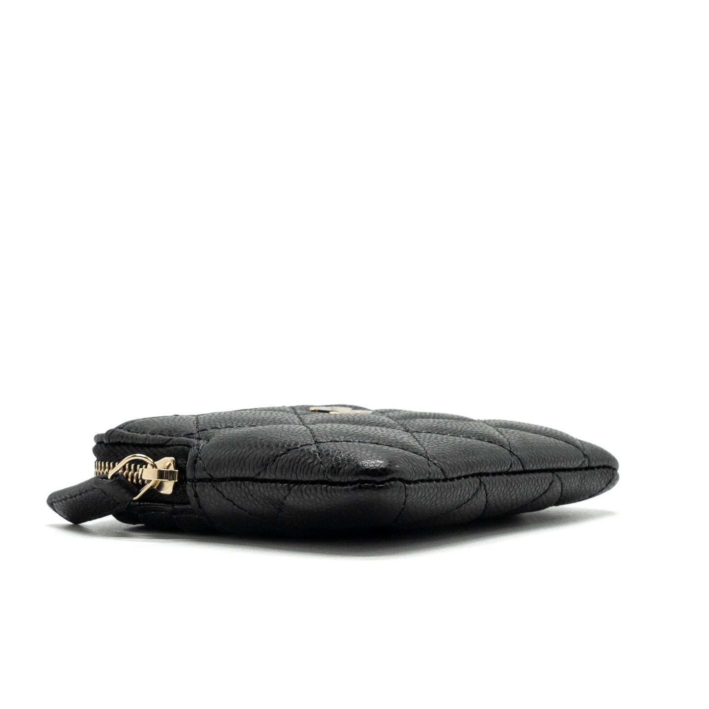 Chanel square zipper pouch card holder caviar Black L (microchip)