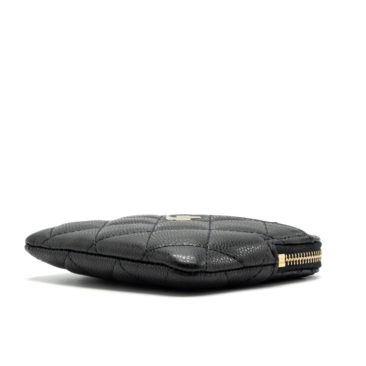 Chanel square zipper pouch card holder caviar Black L (microchip)