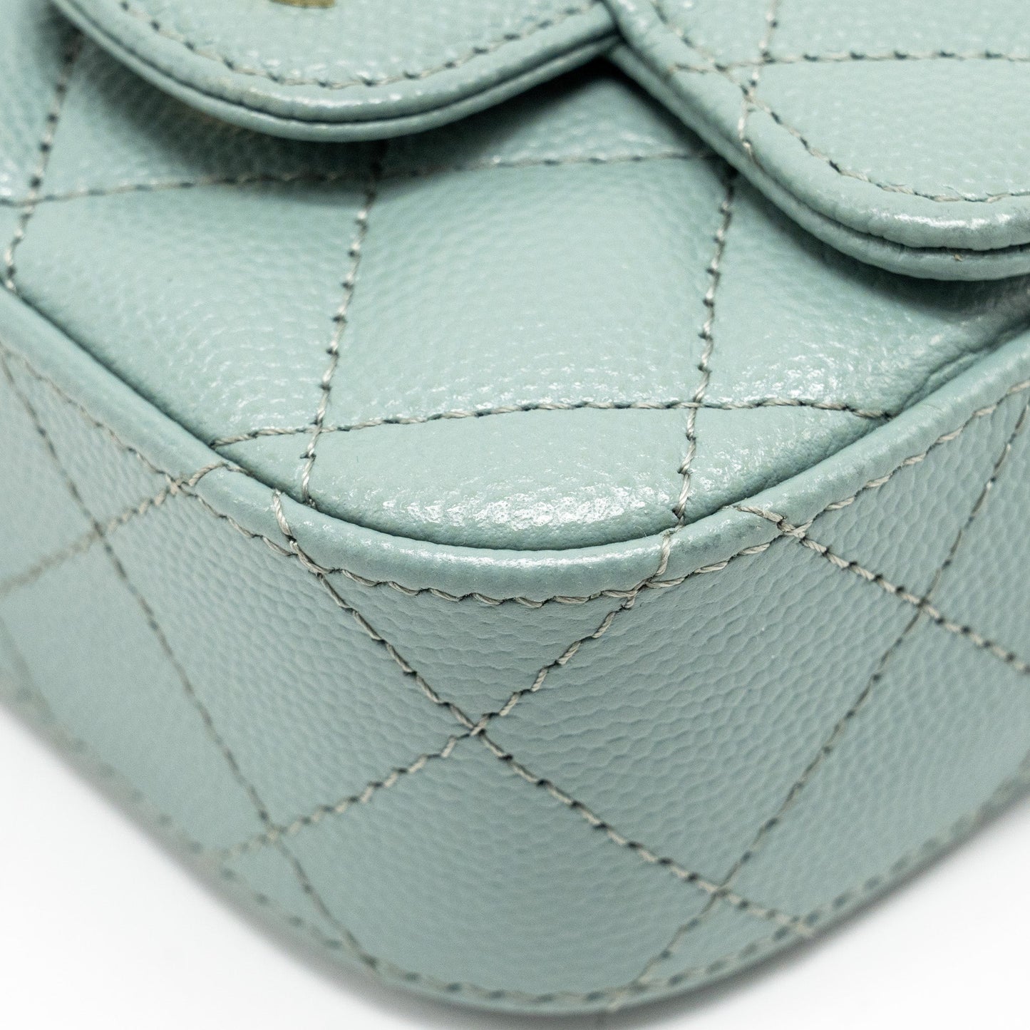 Chanel Mini Flap Vanity With Chain Caviar Light Green L