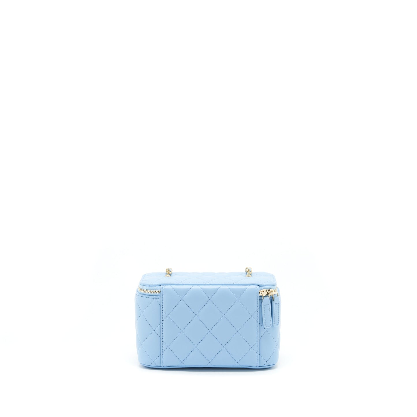 Chanel 22S Pearl Crush Long Vanity With Chain Lambskin Blue