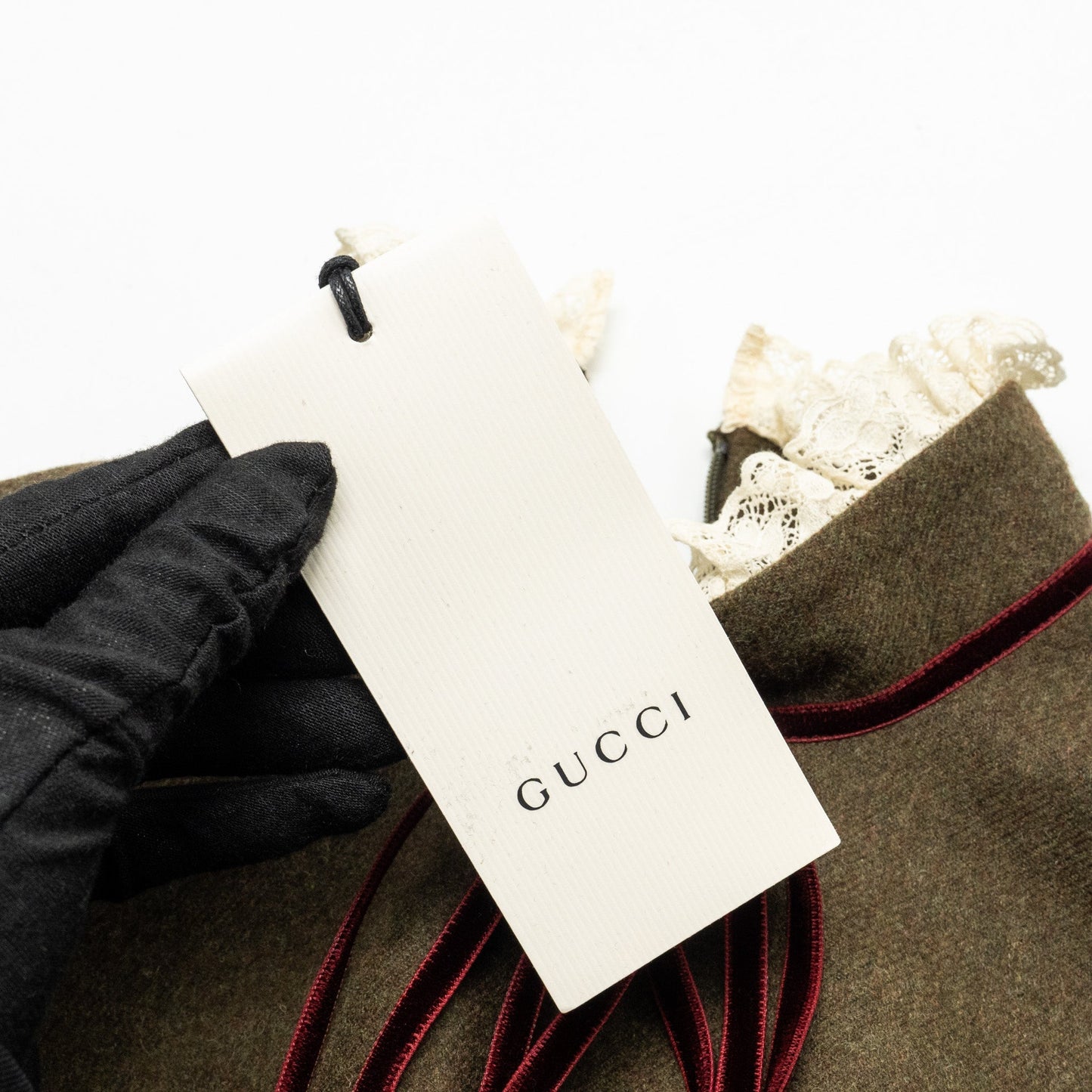Gucci Size 38 Lace Collar Dress Wool Brown