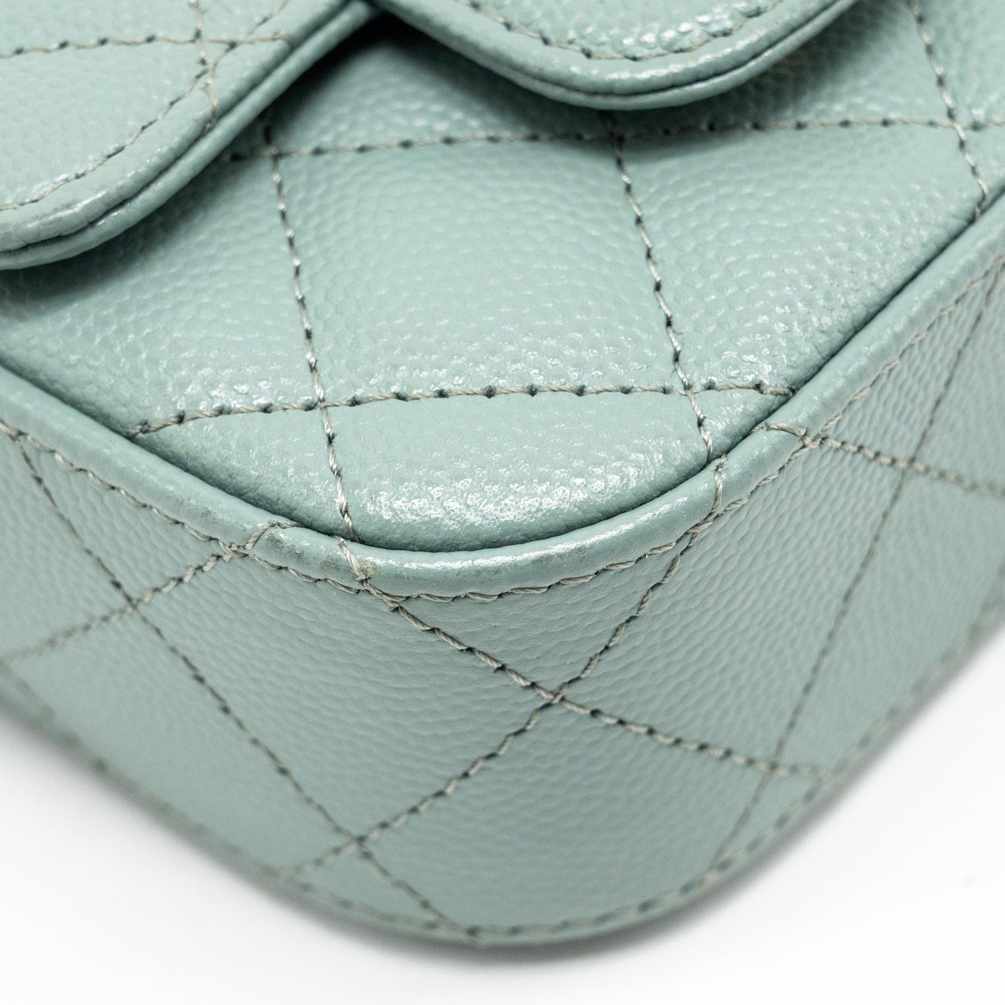 Chanel Mini Flap Vanity With Chain Caviar Light Green L