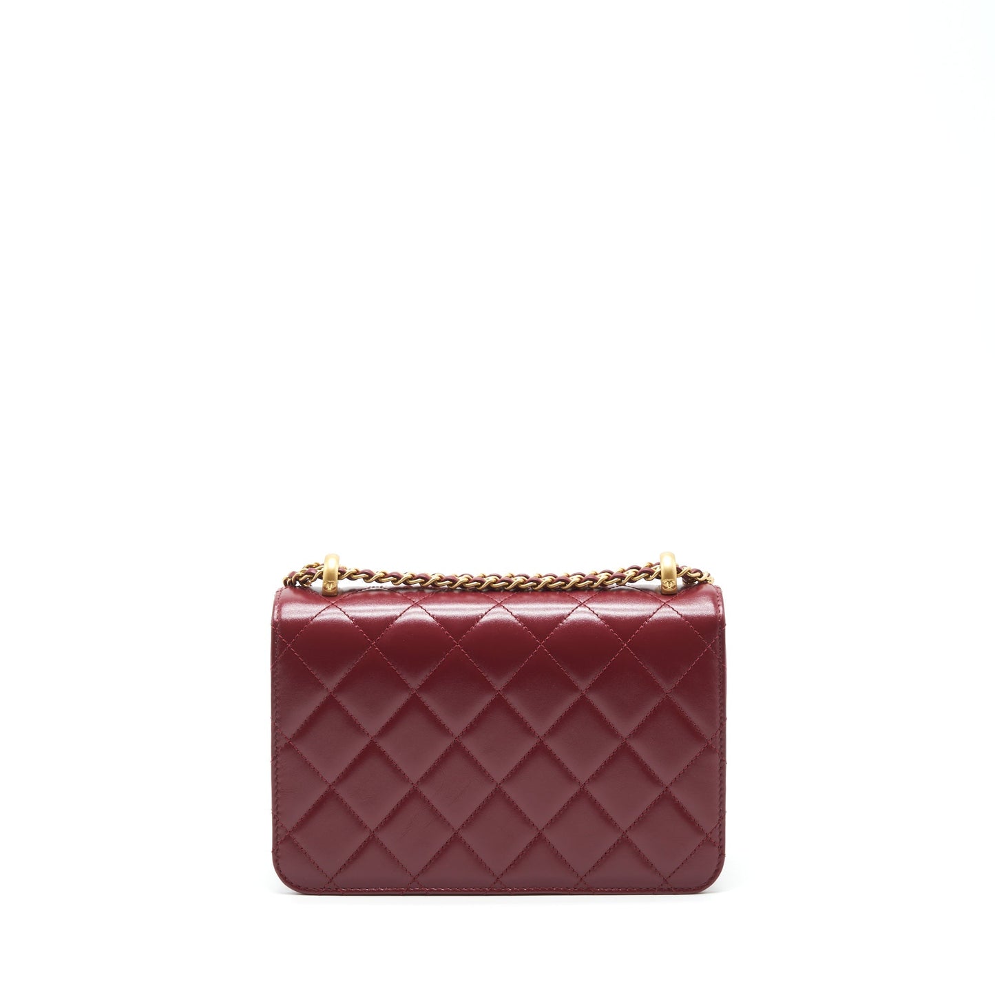 Chanel 21A Medium Gold Crush Flap Bag Calfskin NC635 Burgundy
