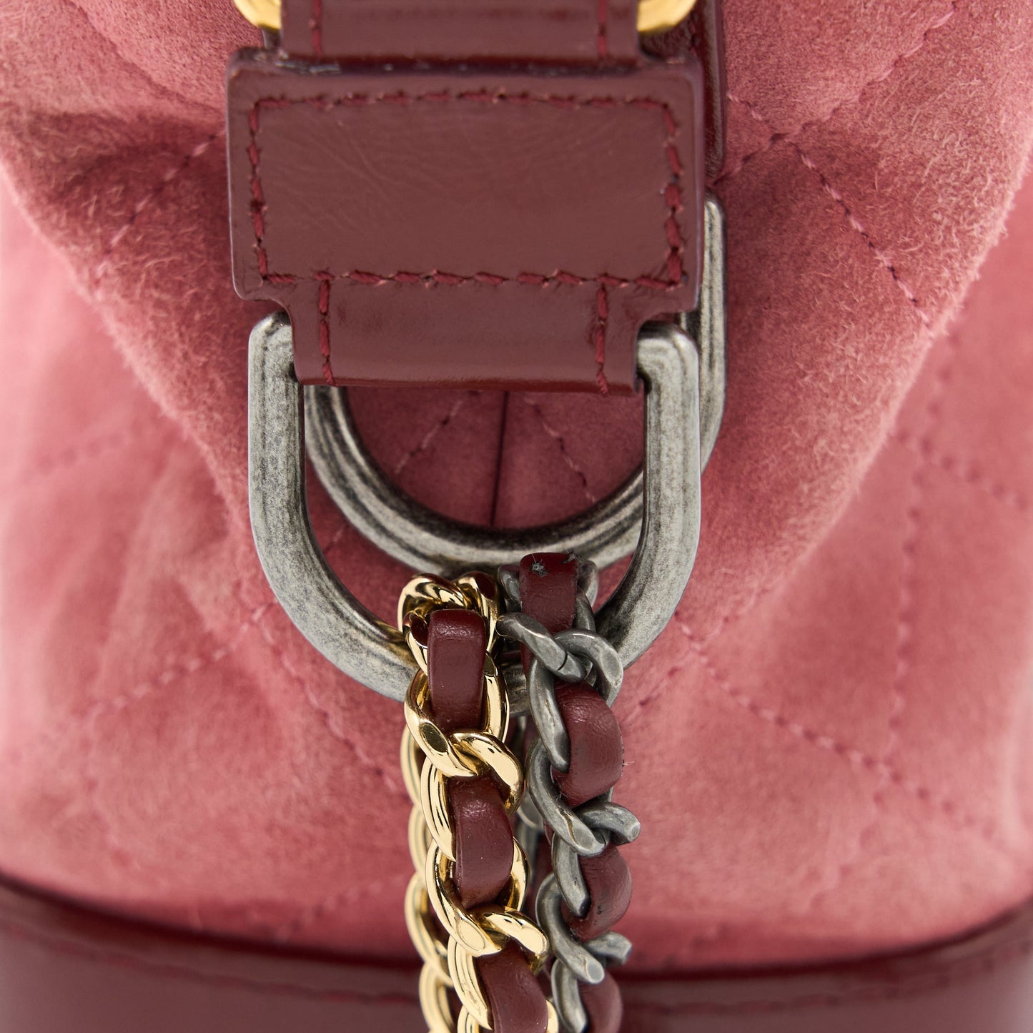 Chanel Large Gabrielle Hobo Bag Suede/Leather Pink Multicolour Hardware