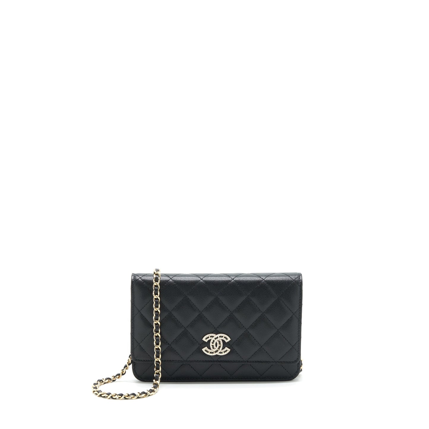 Chanel 22S Detail CC Logo Wallet On Chain Caviar Black L