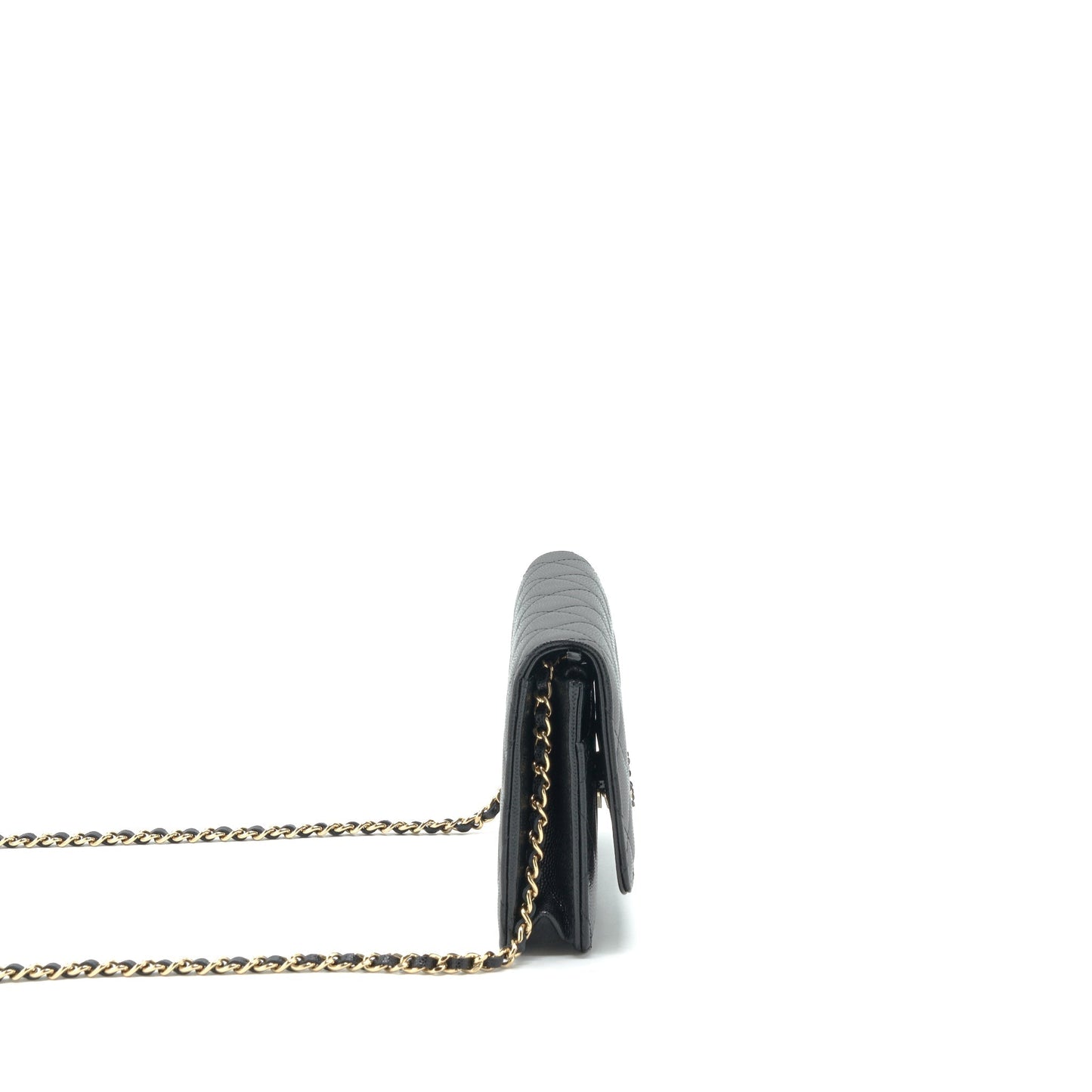 Chanel 22S Detail CC Logo Wallet On Chain Caviar Black L