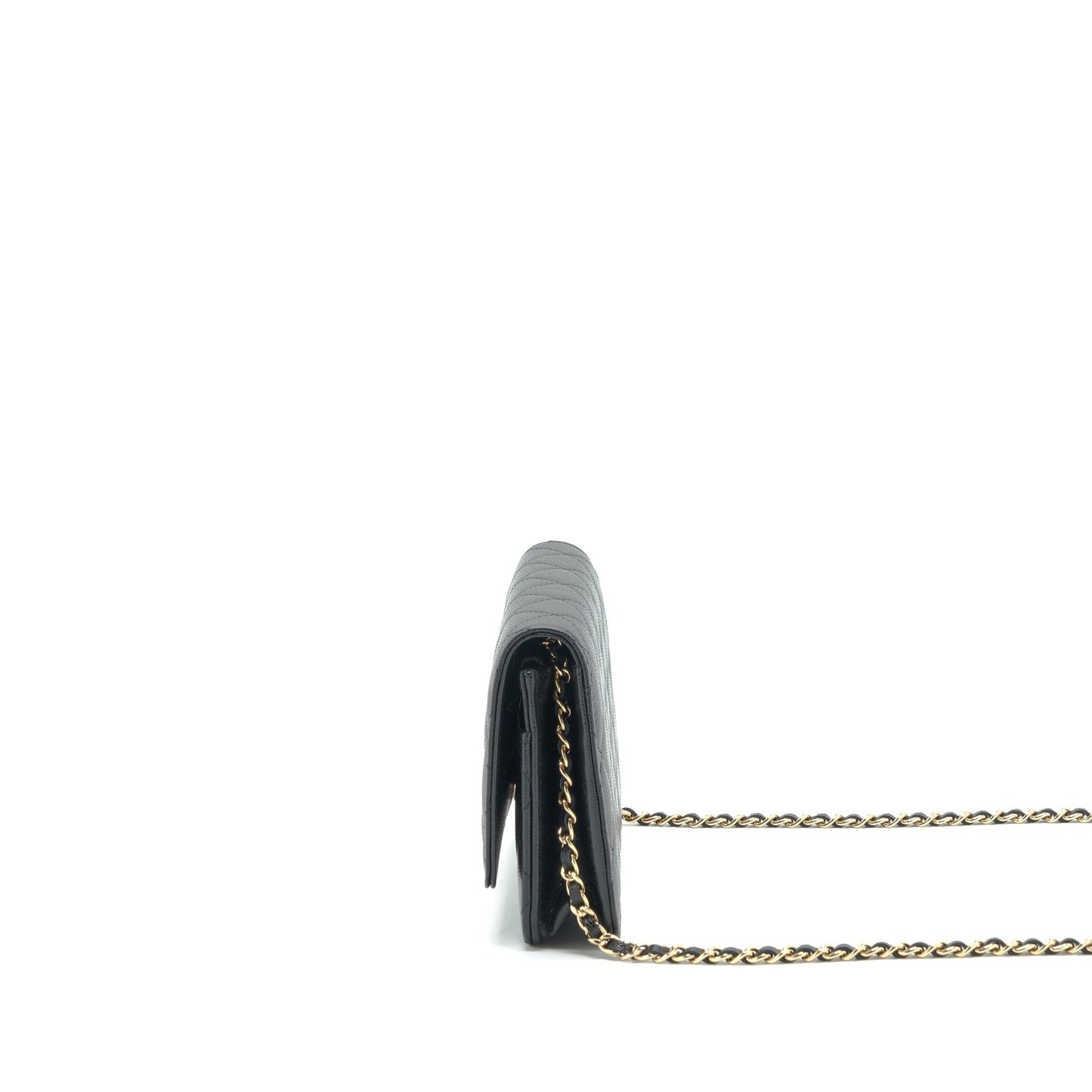 Chanel 22S Detail CC Logo Wallet On Chain Caviar Black L