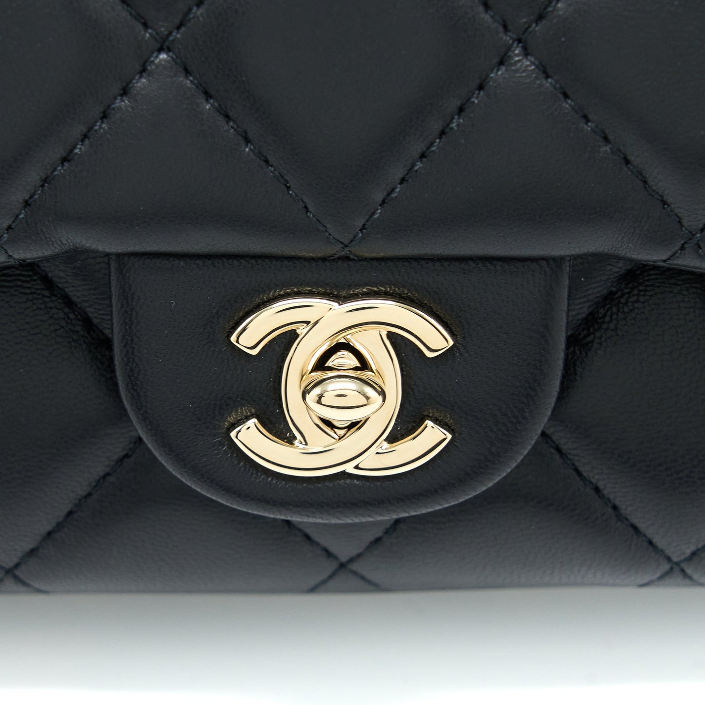 Chanel Pearl Chain Flap Bag Quilted Lambskin Black L
