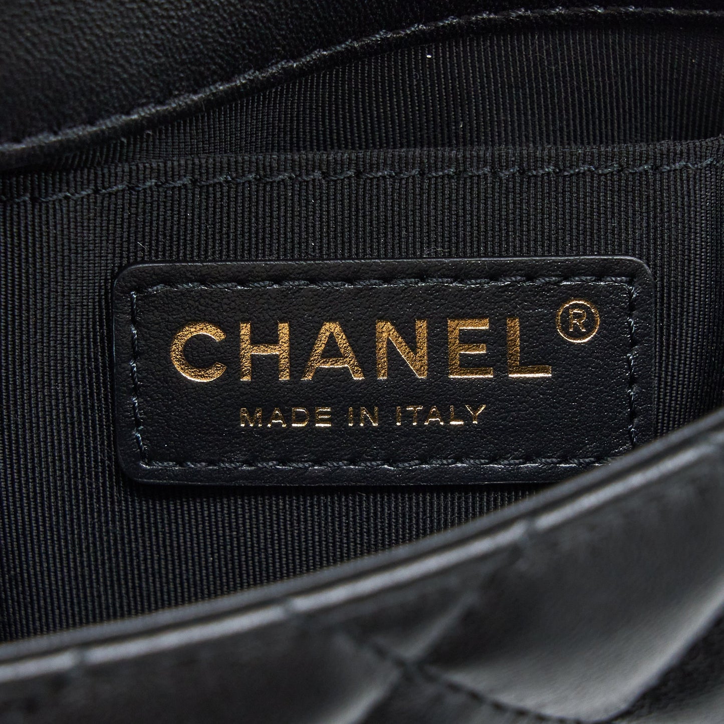 Chanel Pearl Chain Flap Bag Quilted Lambskin Black L