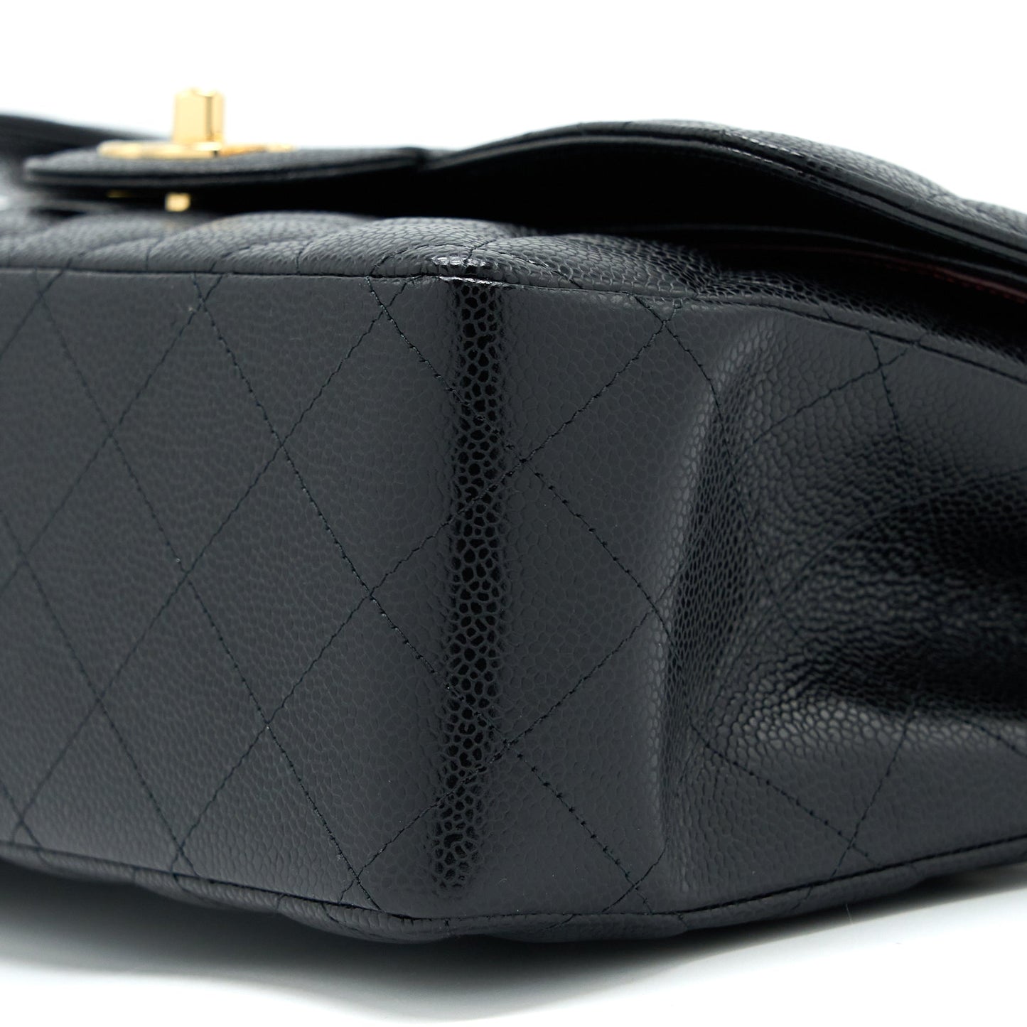 Chanel Classic Jumbo Double Flap Caviar Black  (Microchip)