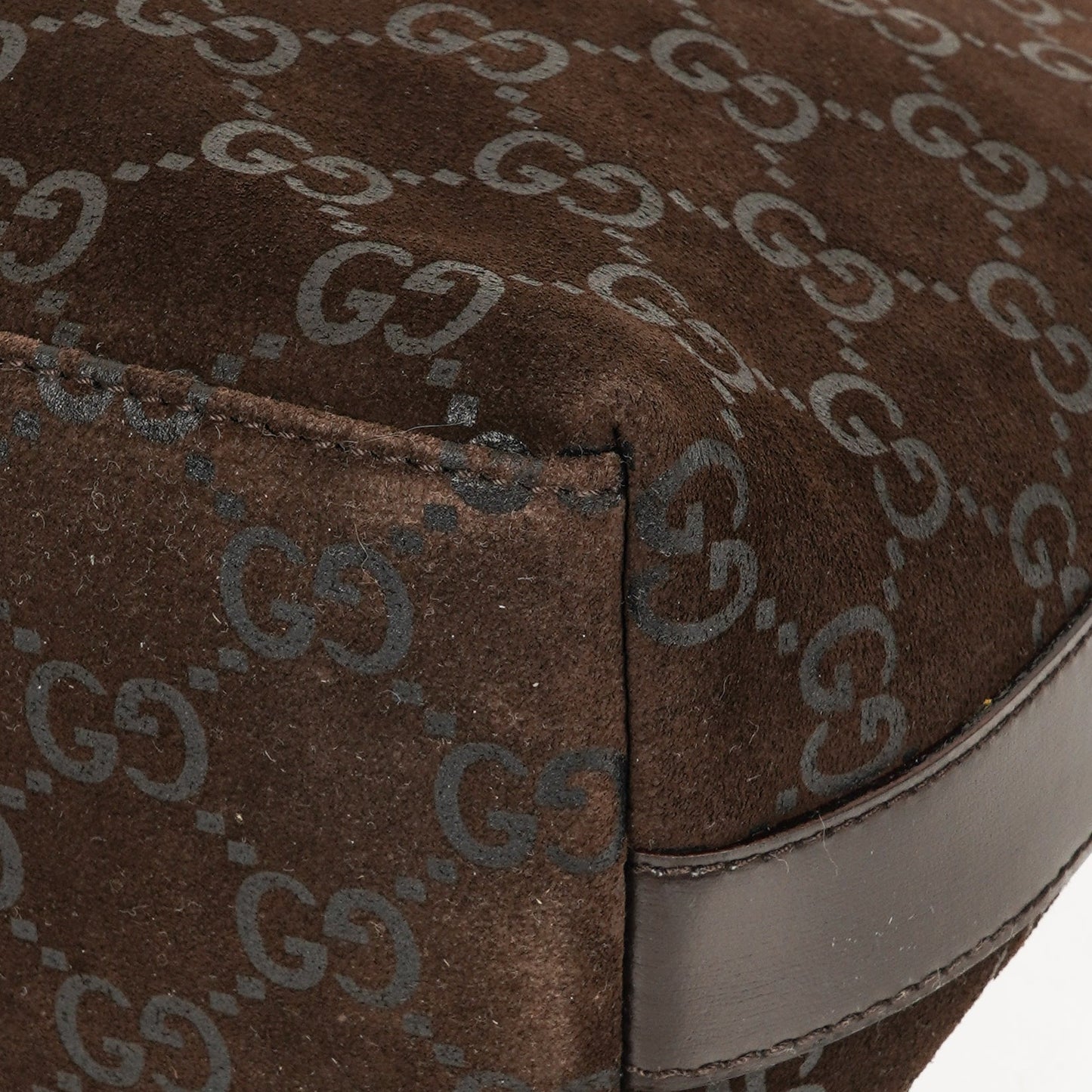 Gucci GG Monogram Brown Suede Hobo Bag