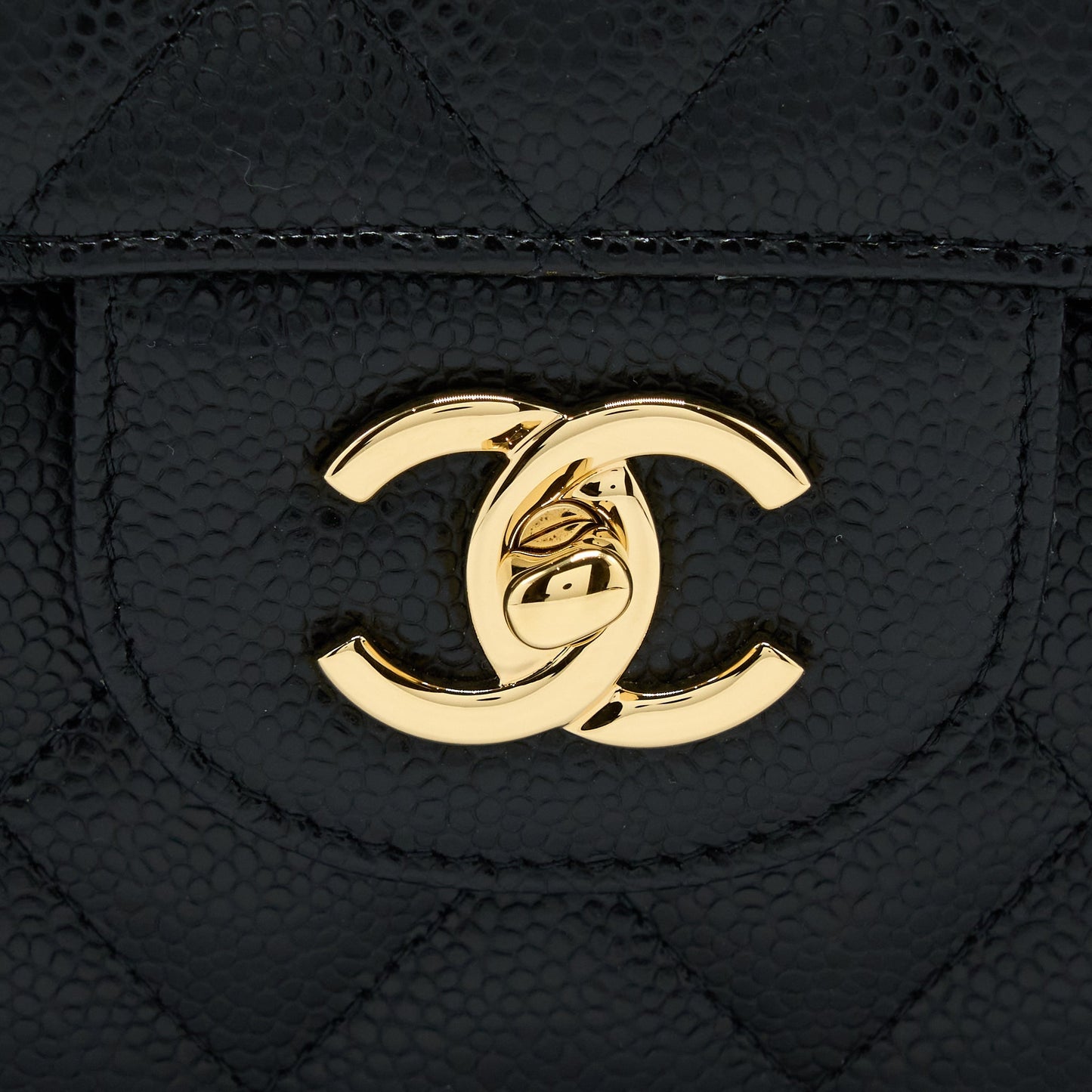 Chanel Classic Jumbo Double Flap Caviar Black  (Microchip)