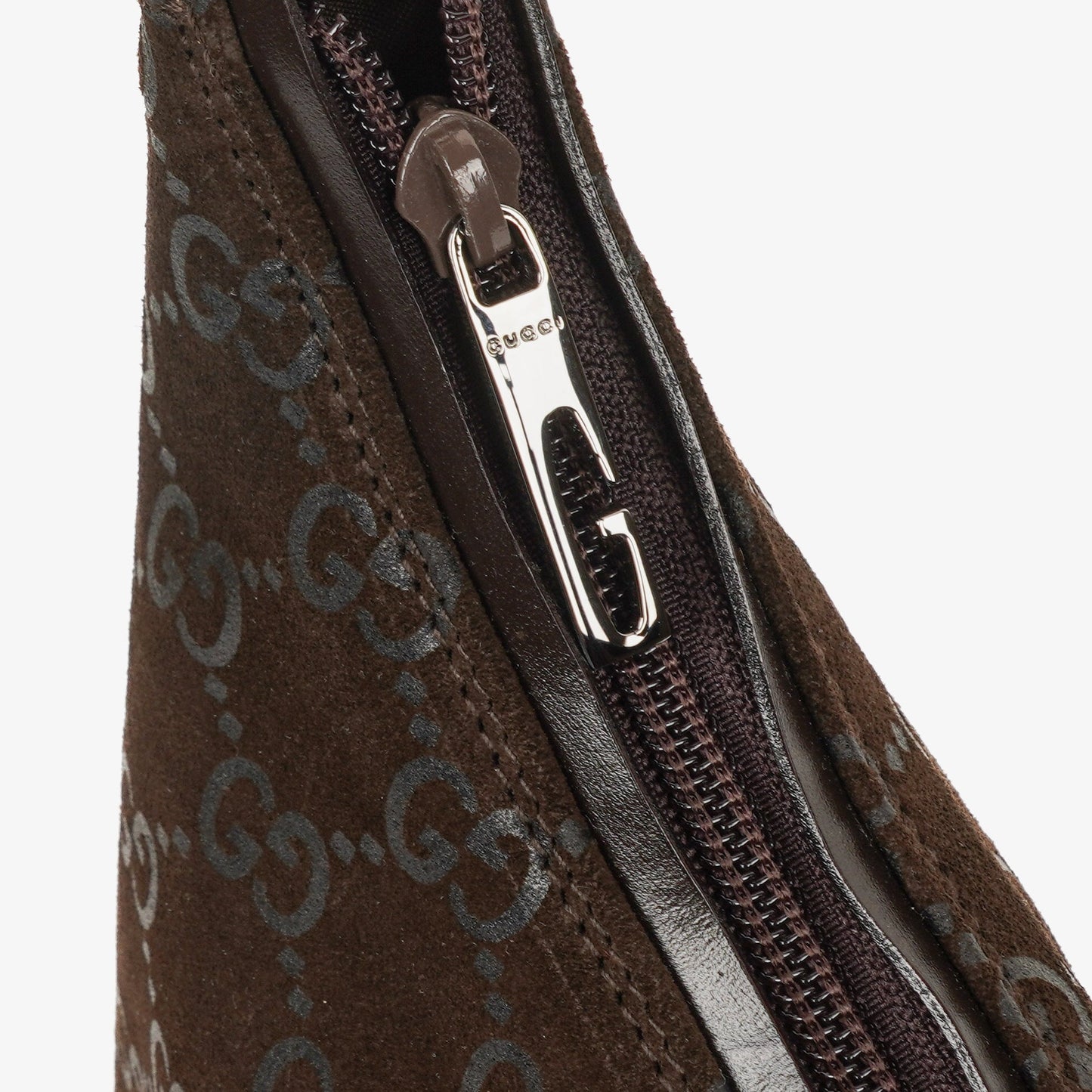 Gucci GG Monogram Brown Suede Hobo Bag
