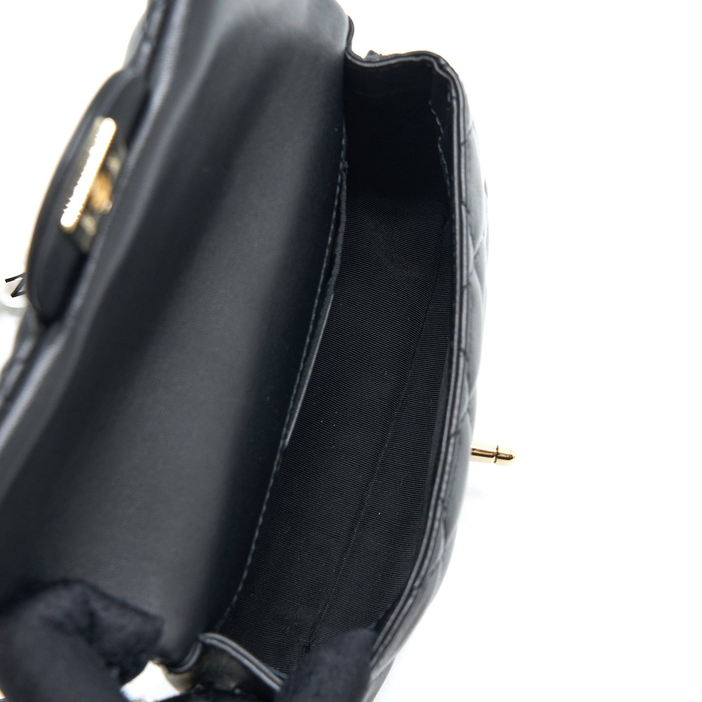 Chanel Pearl Chain Flap Bag Quilted Lambskin Black L