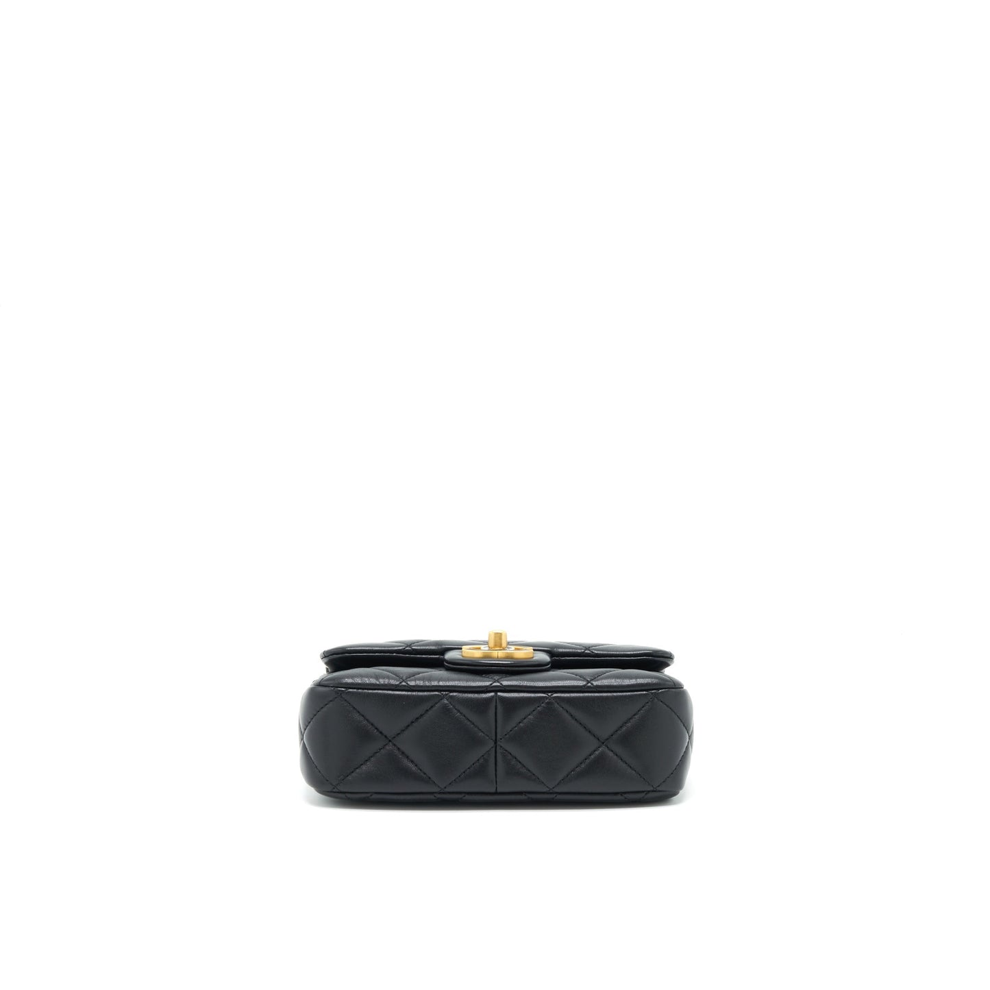 Chanel 22P Mini Square Flap Bag Lambskin Black Gold/Black Hardware