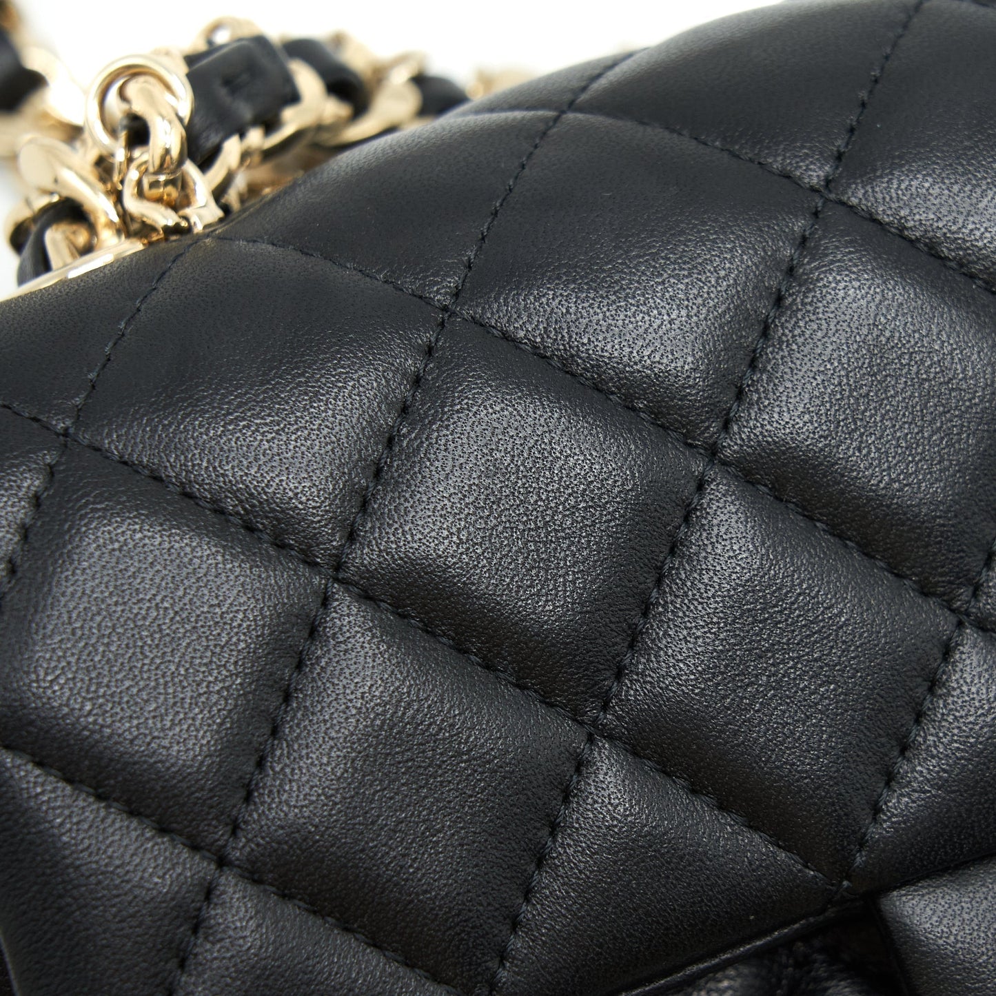 Chanel Mini Rectangular Flap Bag With Bag Charms Giant Chains Lambskin Black