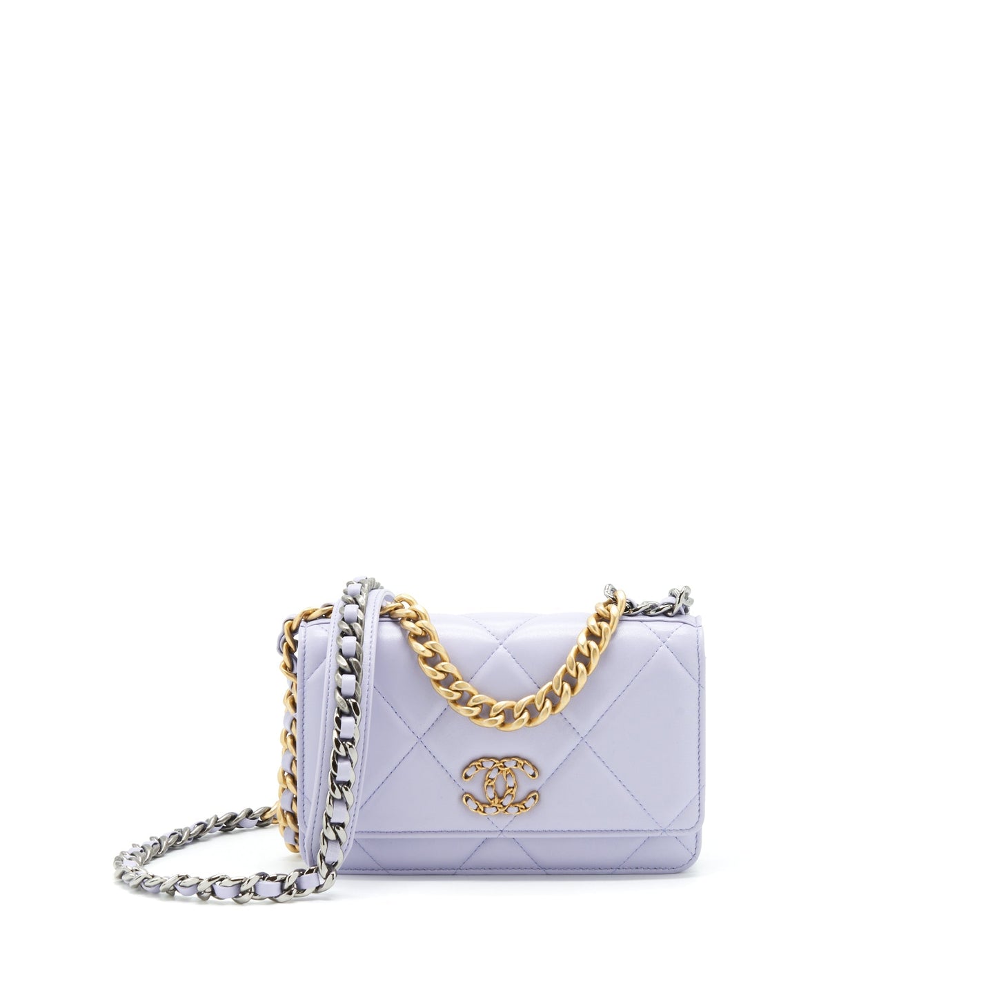 Chanel 19 Wallet On Chain Lambskin Light Purple