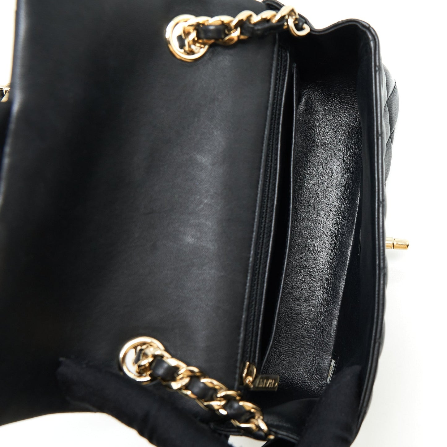 Chanel Mini Rectangular Flap Bag With Bag Charms Giant Chains Lambskin Black