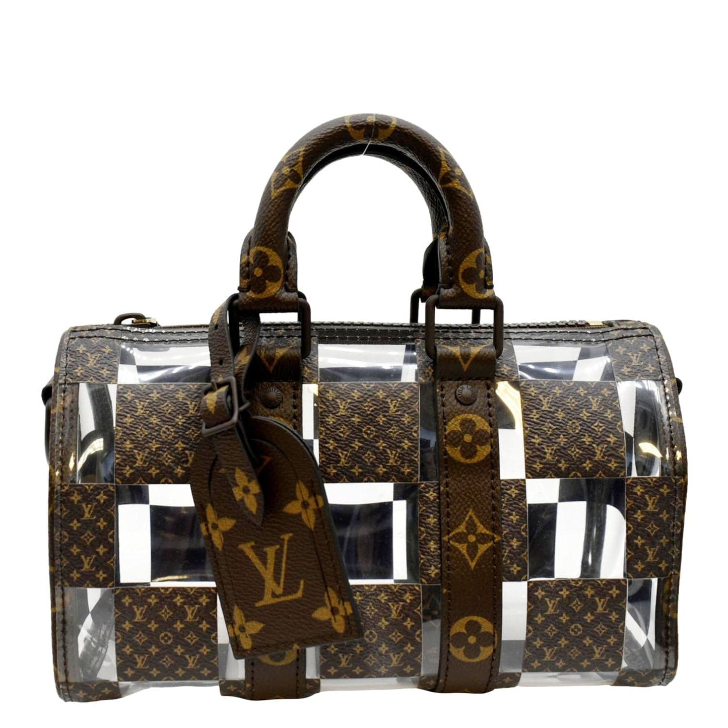 LOUIS VUITTON Chess Keepall  25 Monogram Canvas Satchel Bag Brown