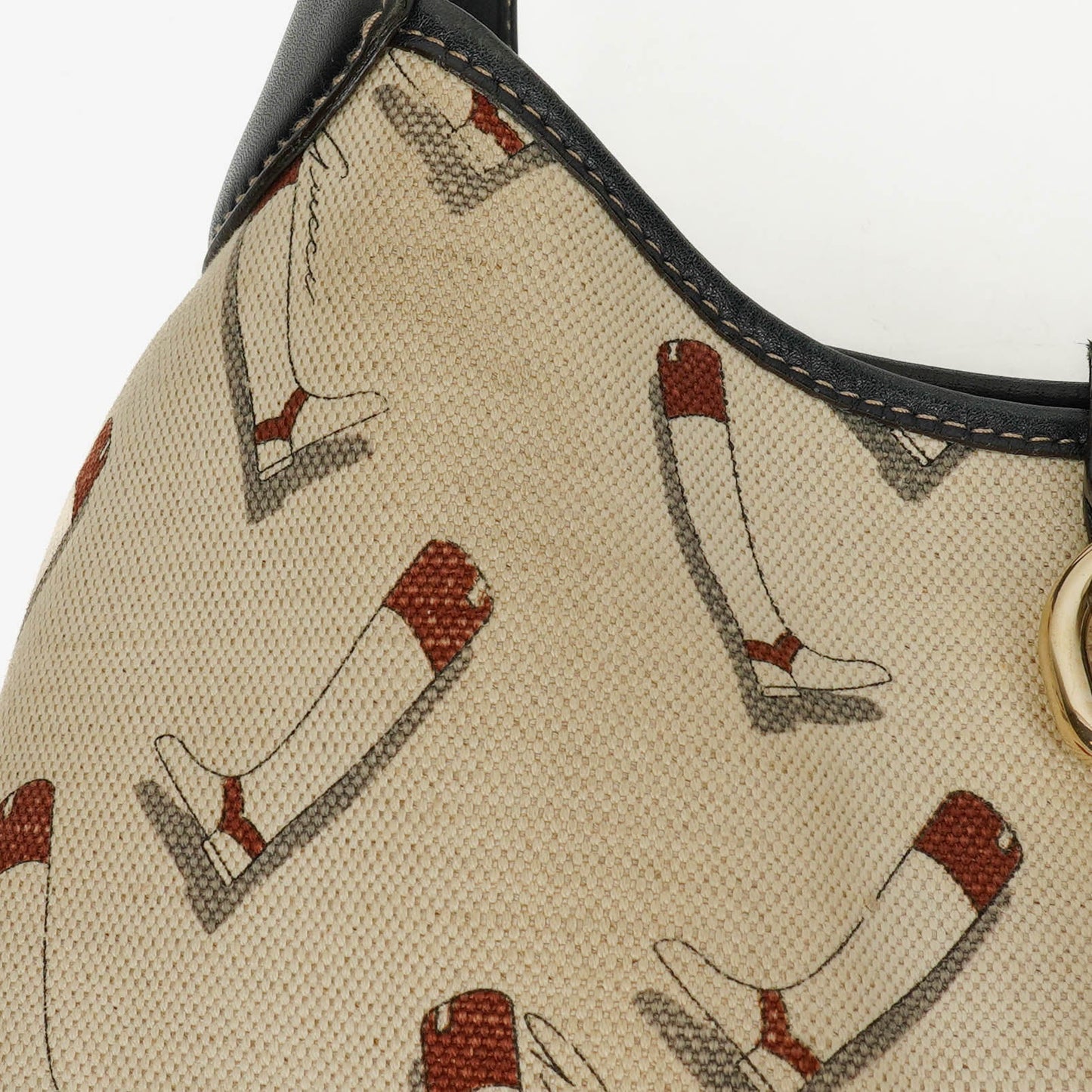 Gucci Canvas Boot Print Medium Jackie Hobo Bag