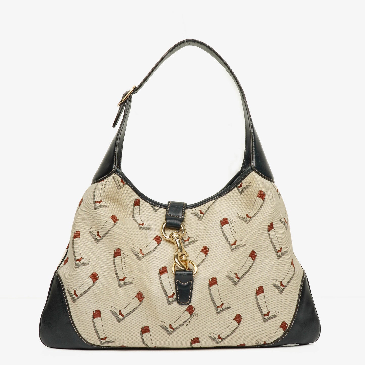 Gucci Canvas Boot Print Medium Jackie Hobo Bag