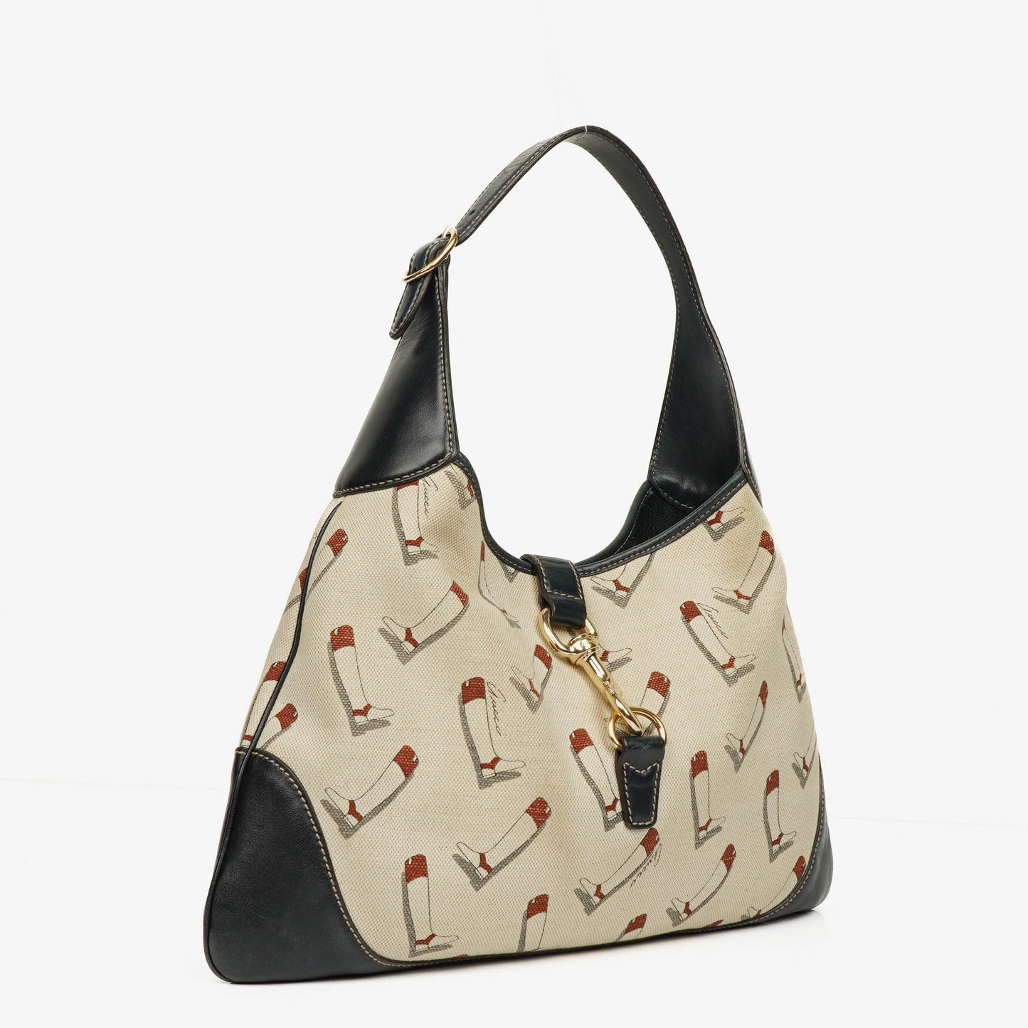 Gucci Canvas Boot Print Medium Jackie Hobo Bag