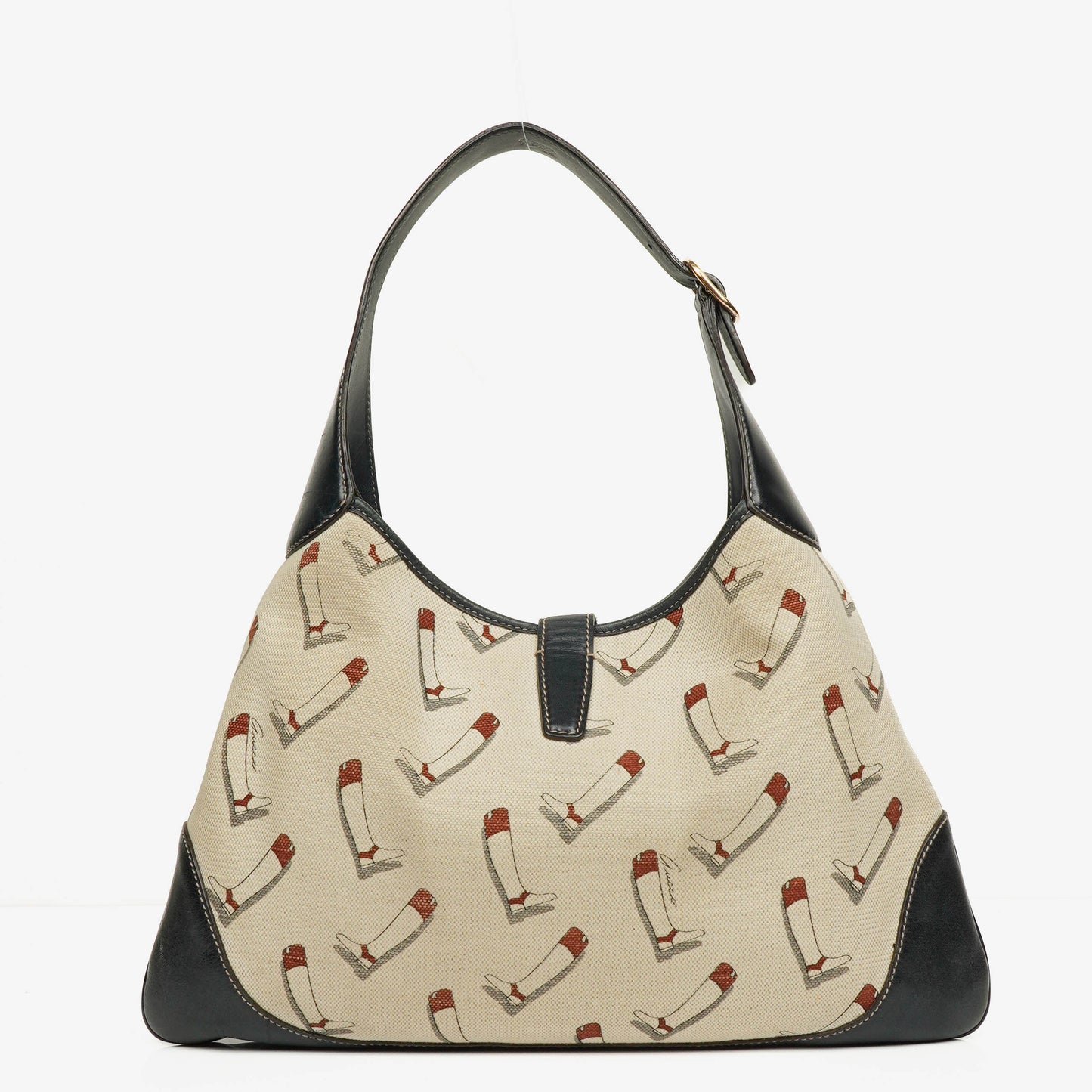 Gucci Canvas Boot Print Medium Jackie Hobo Bag