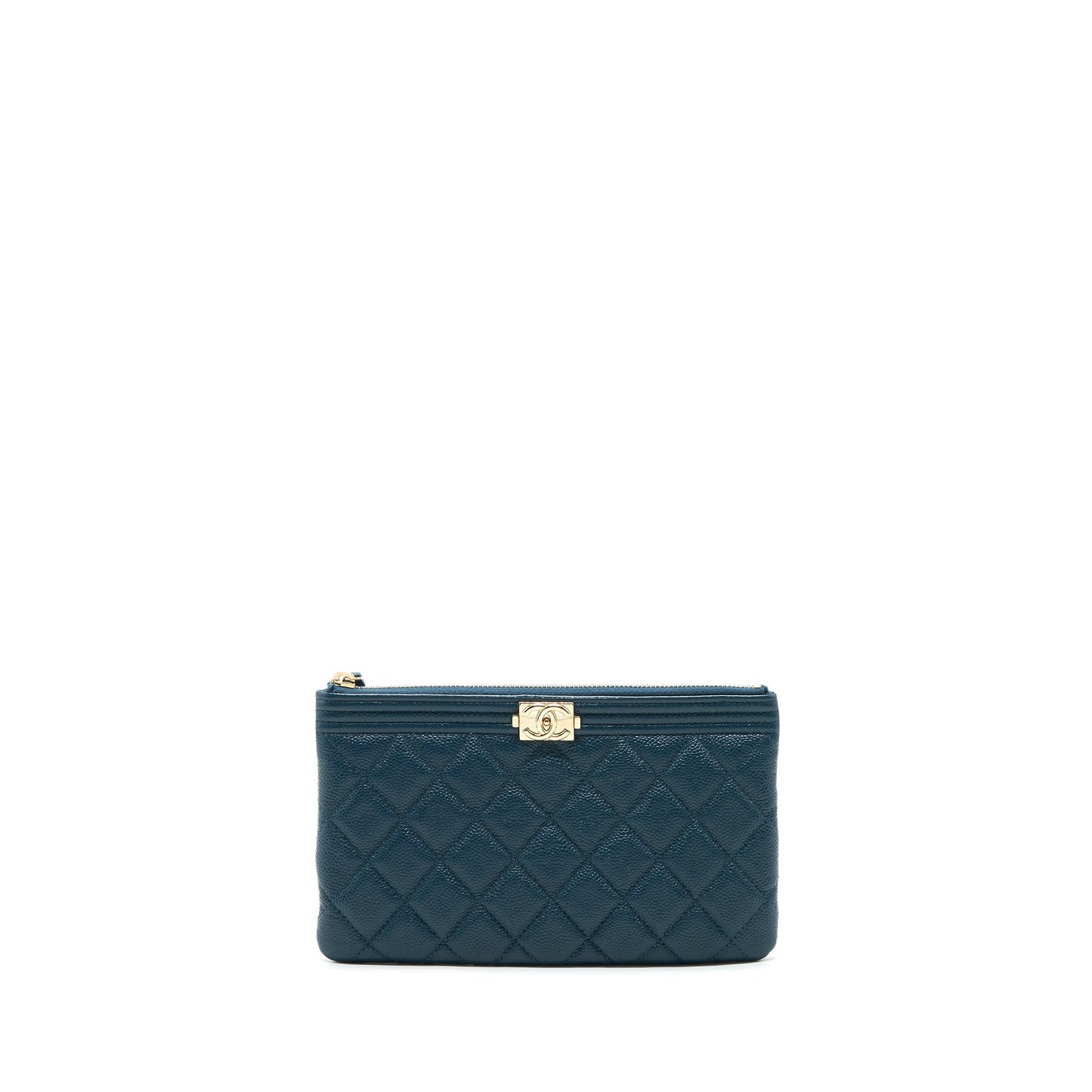 Chanel Boy Pouch Caviar Dark Green L