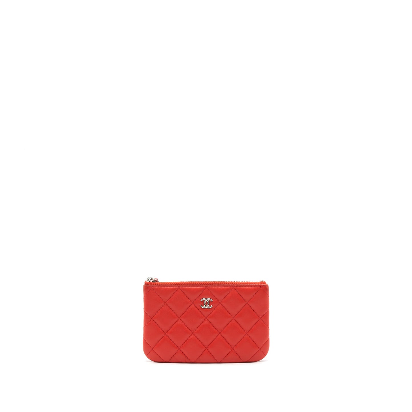 Chanel Small O-Case Pouch Lambskin Red